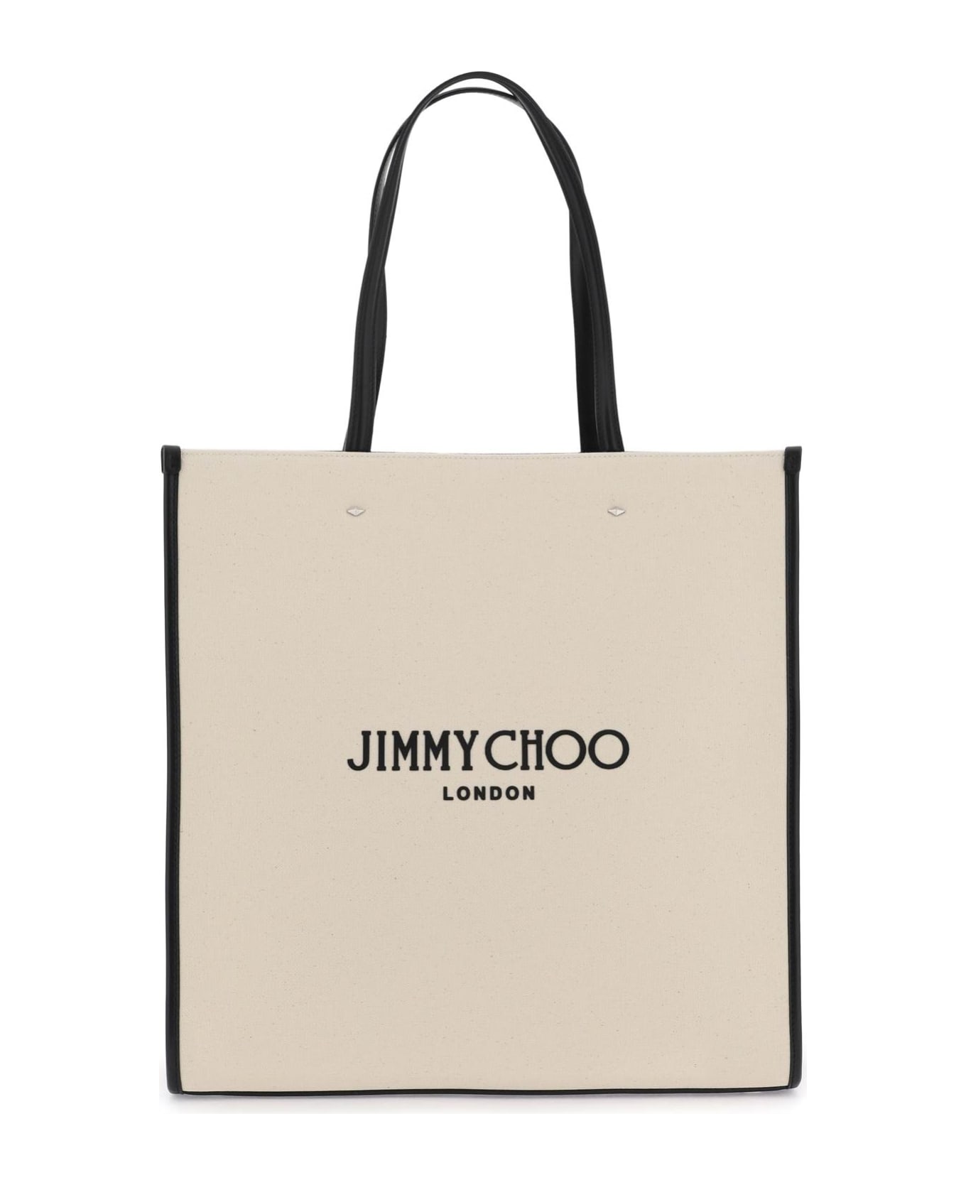 Jimmy Choo N/s Canvas Tote Bag - NATURAL BLACK SILVER (White)