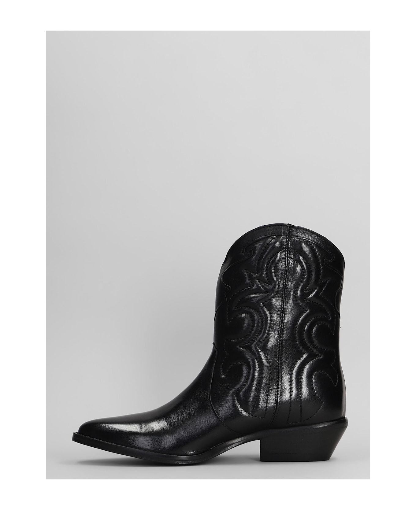 Julie Dee Texan Ankle Boots In Black Leather - black
