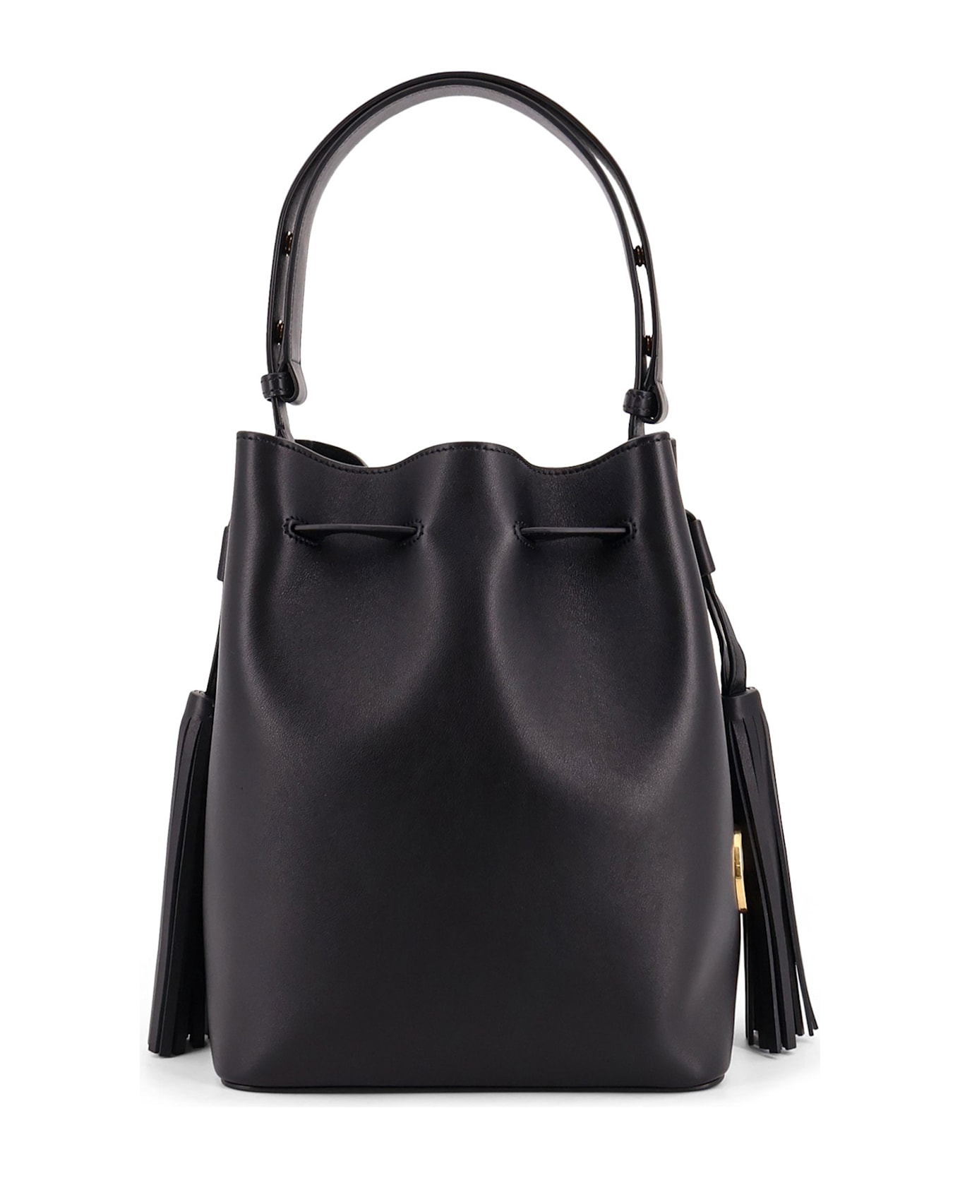 Valentino Garavani So Seau Leather Bucket Bag With Meatl Vlogo - Black