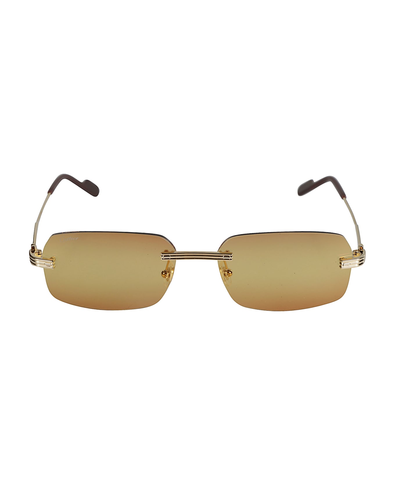 Cartier Eyewear Straight Bridge Rimless Sunglasses - Gold/Orange