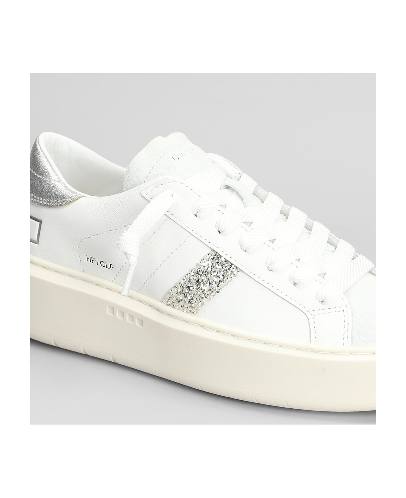 D.A.T.E. Hill Low Platform Sneakers In White Leather - White