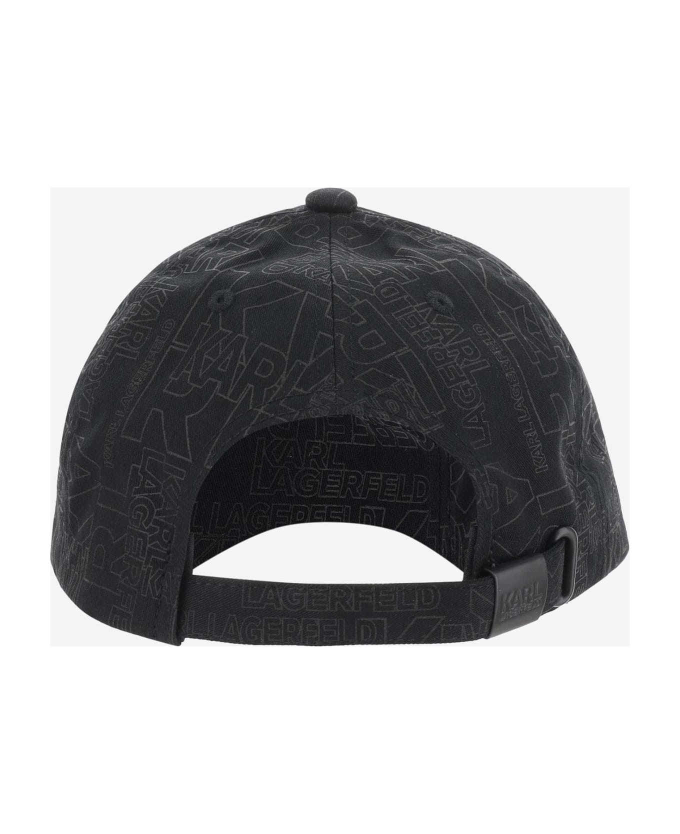 Karl Lagerfeld Cotton Blend Baseball Cap With Logo - Black 帽子