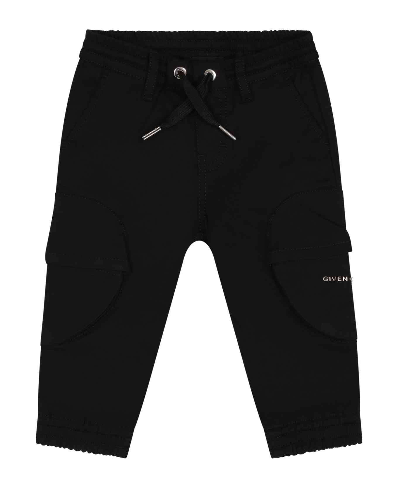 Givenchy Black Trousers For Baby Boy With Logo - Black