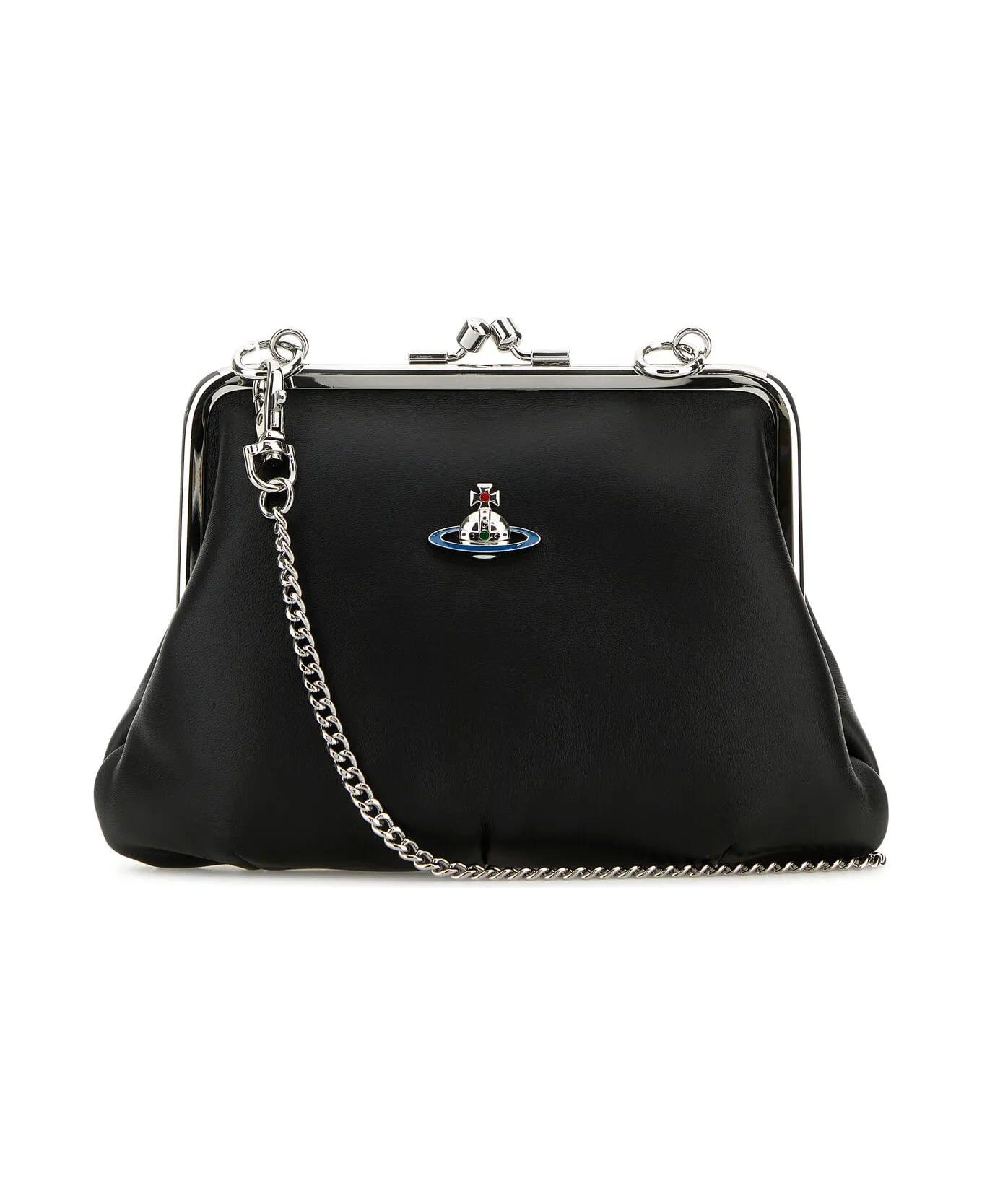 Vivienne Westwood Black Leather Granny Handbag - Nero