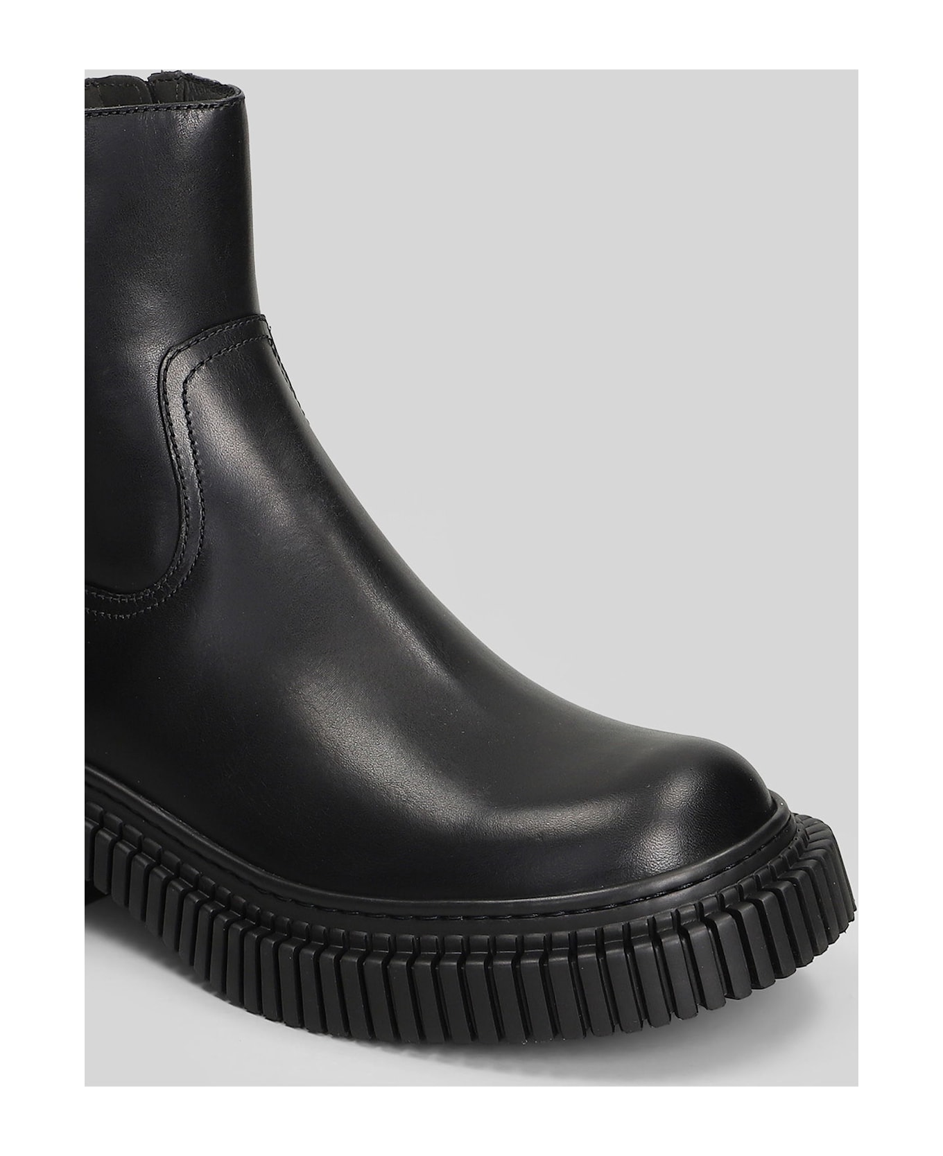 Camper Pix Berlin Ankle Boots In Black Leather - black