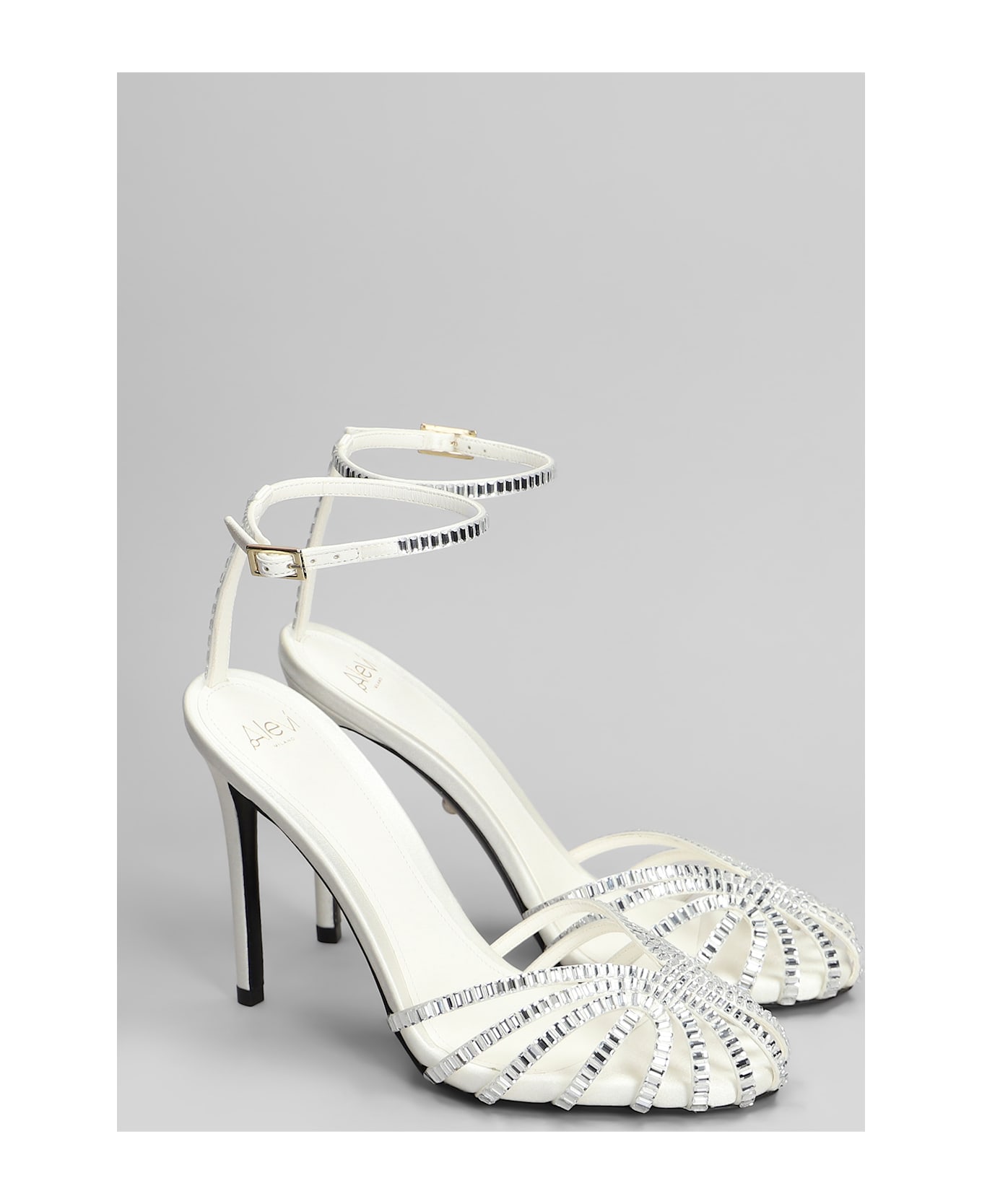 Alevì Penelope 110 Sandals In White Satin - white