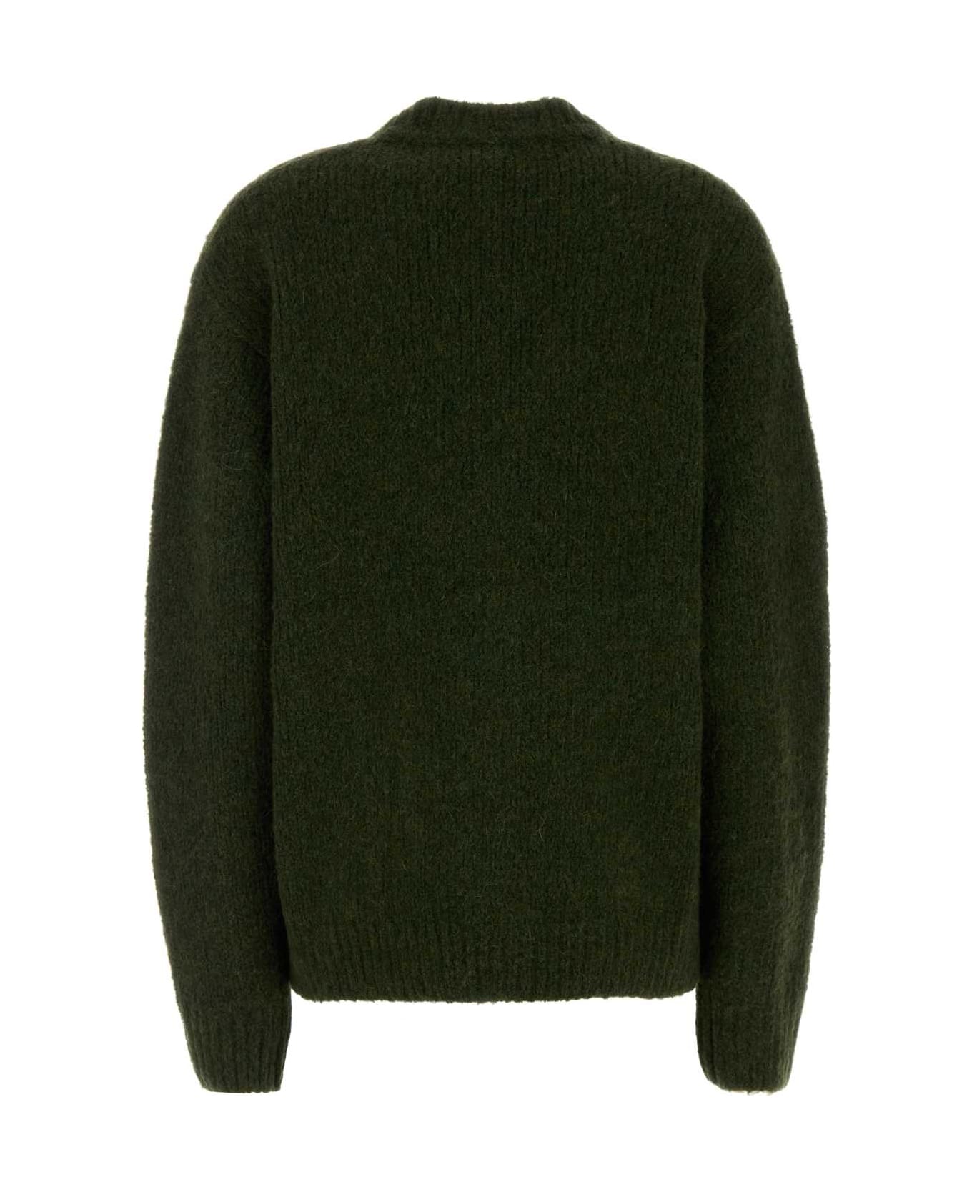 Dries Van Noten Bottle Green Alpaca Blend Oversize Cardigan - DARKGREEN
