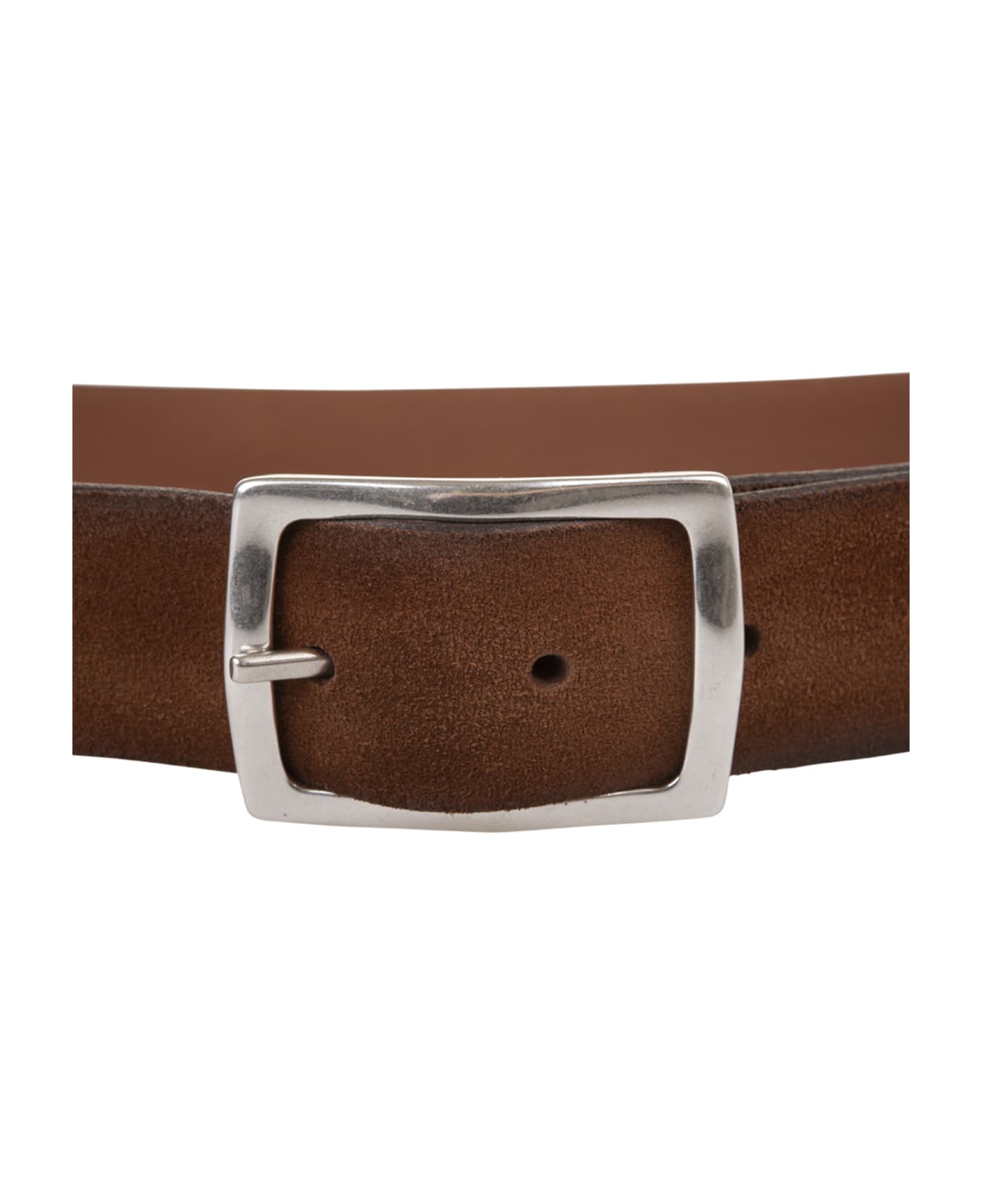 Orciani Light Brown Hunting Double Belt In Suede And Leather - Brown