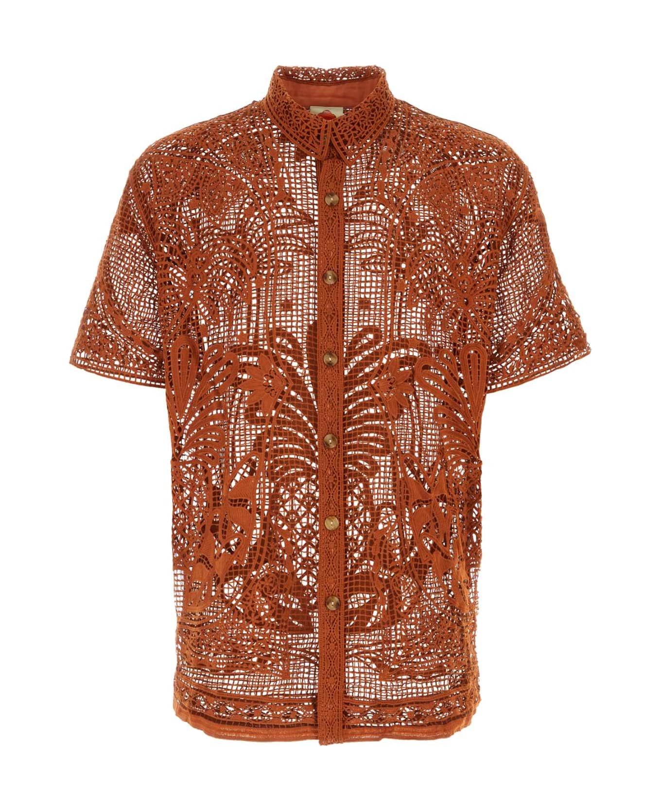 Farm Rio Copper Guipure Lace Tropical Shirt - MULTI