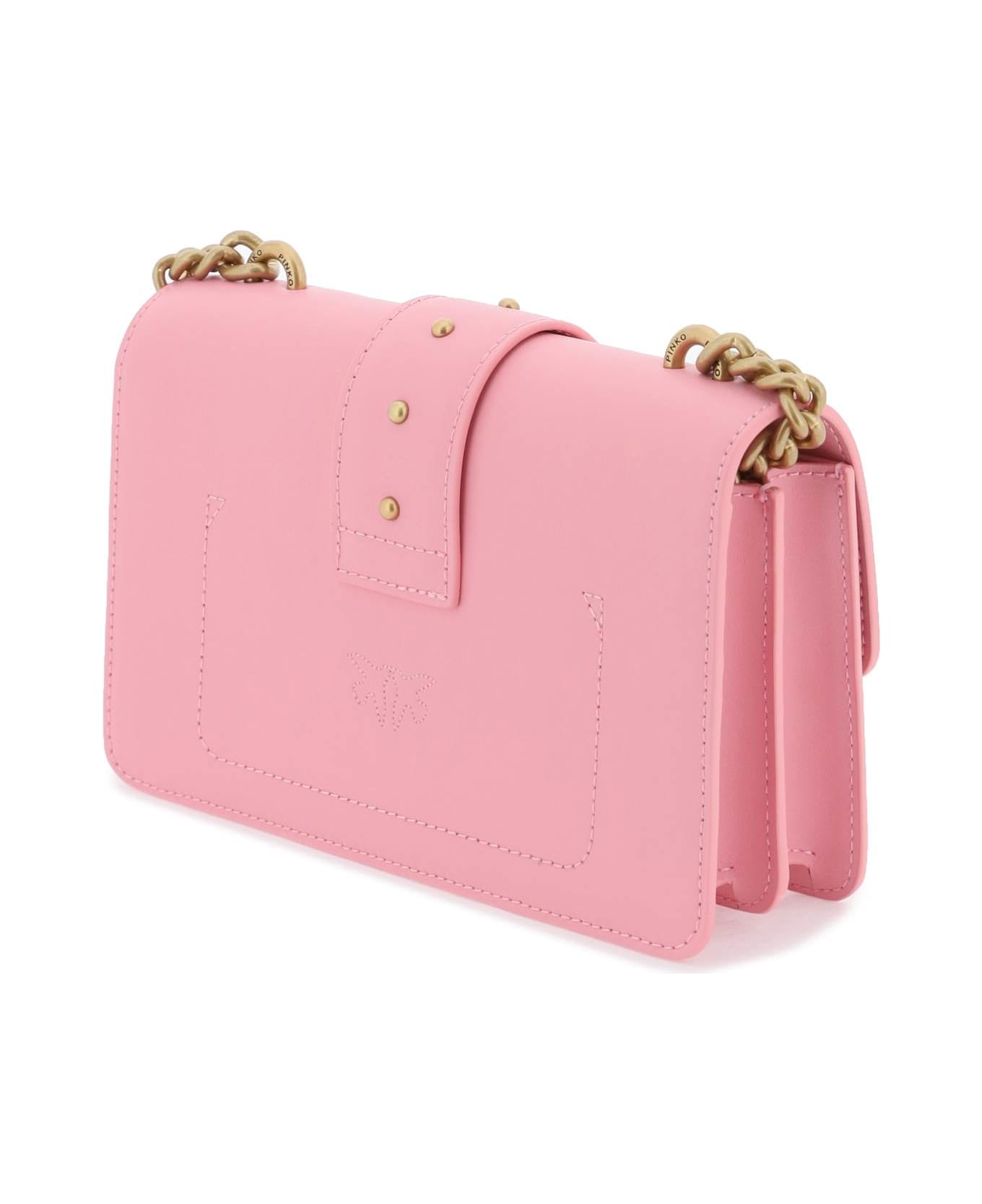 Pinko Mini Love Bag One Simply Shoulder Bag - ROSA MARINO ANTIQUE GOLD (Pink)