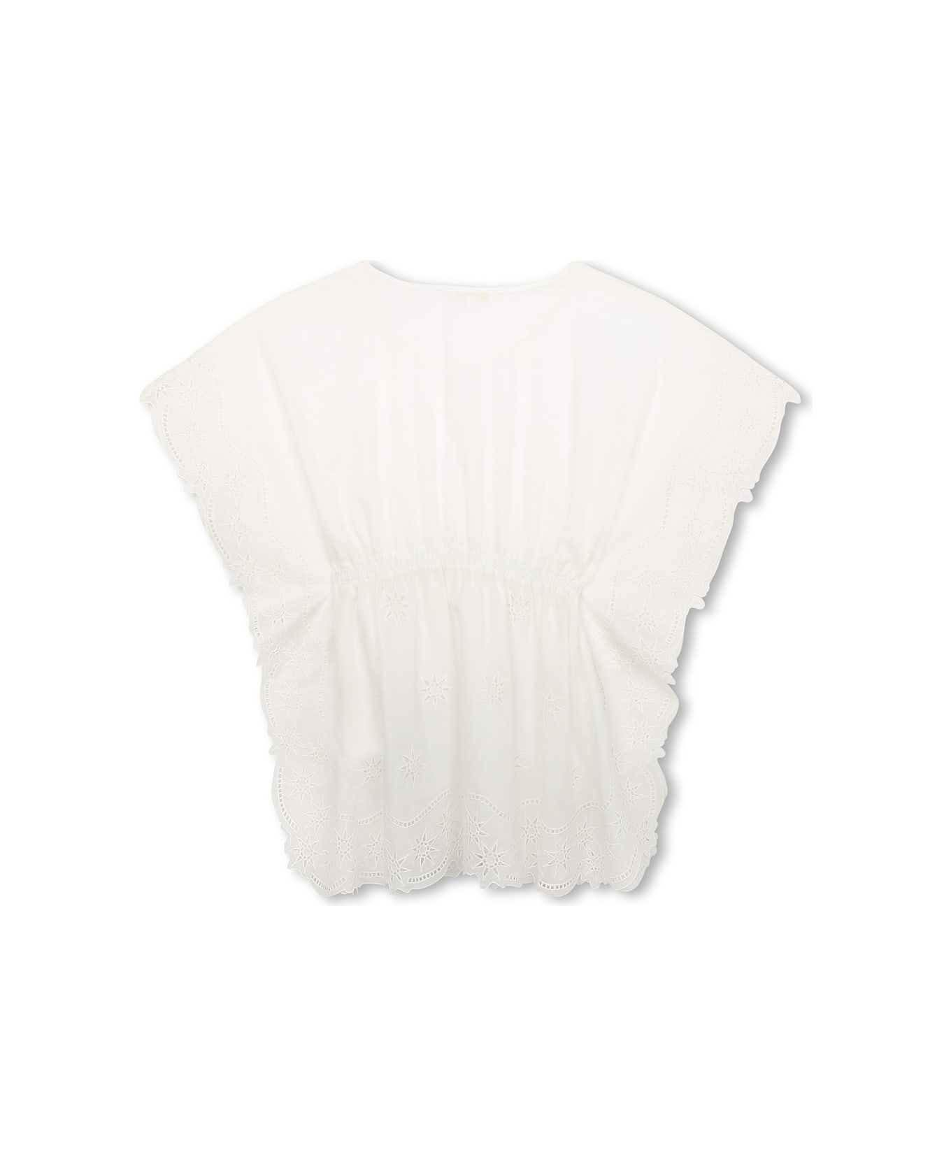 Chloé White Sleeveless Dress With Ruffles And Stars - White