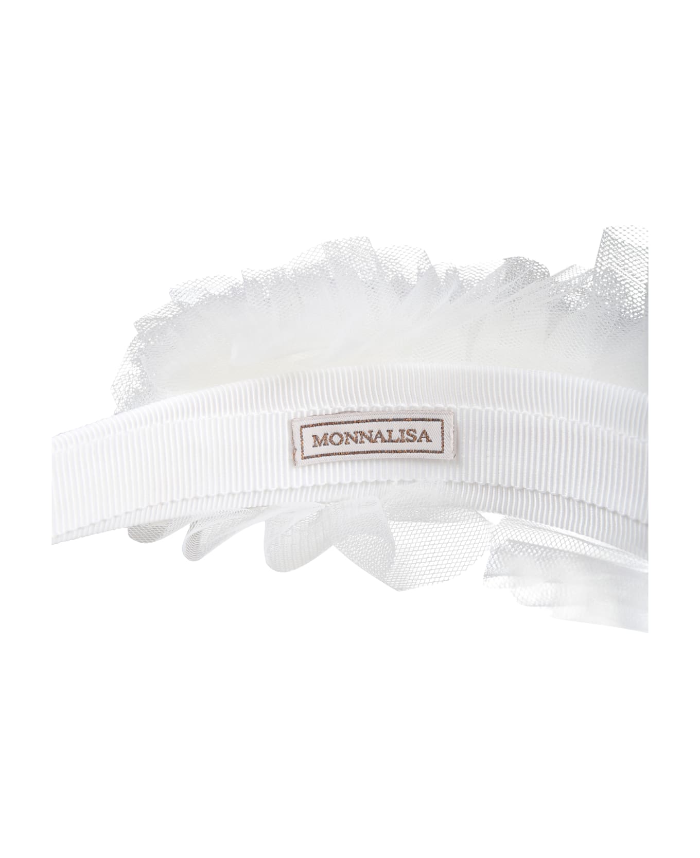 Monnalisa White Headband For Girl With Tulle - White アクセサリー＆ギフト