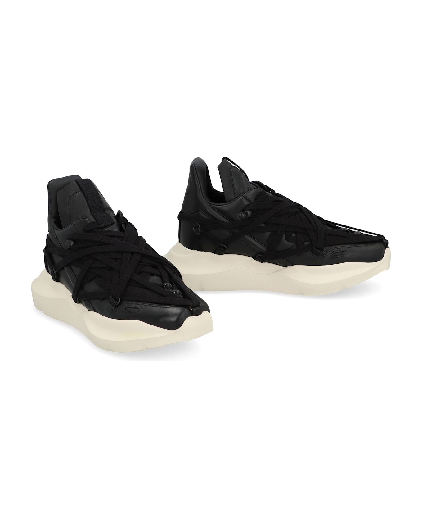 Rick Owens Megalaced Leather High-top Sneakers - black