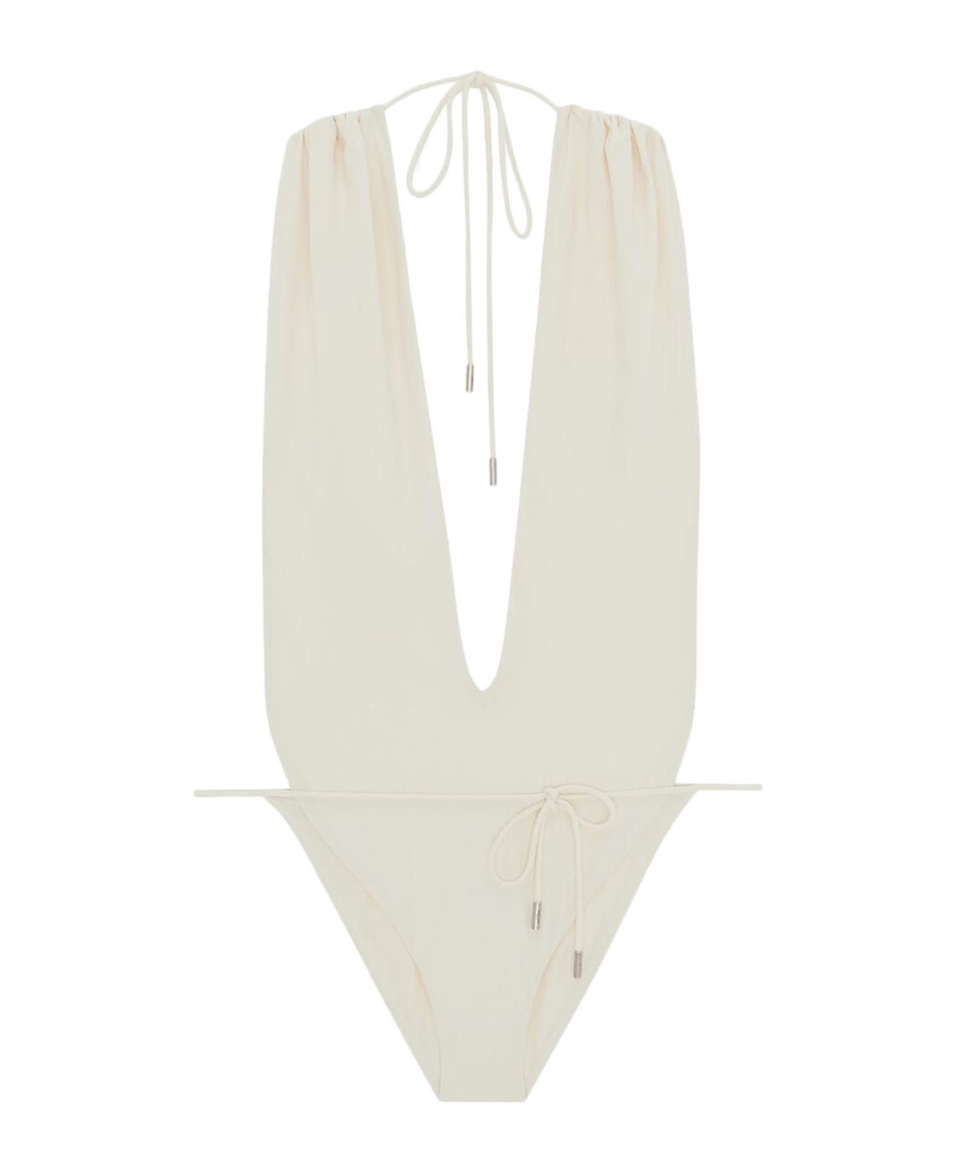Saint Laurent High-leg One-piece Swimsuit - Blanc Creme ボディスーツ