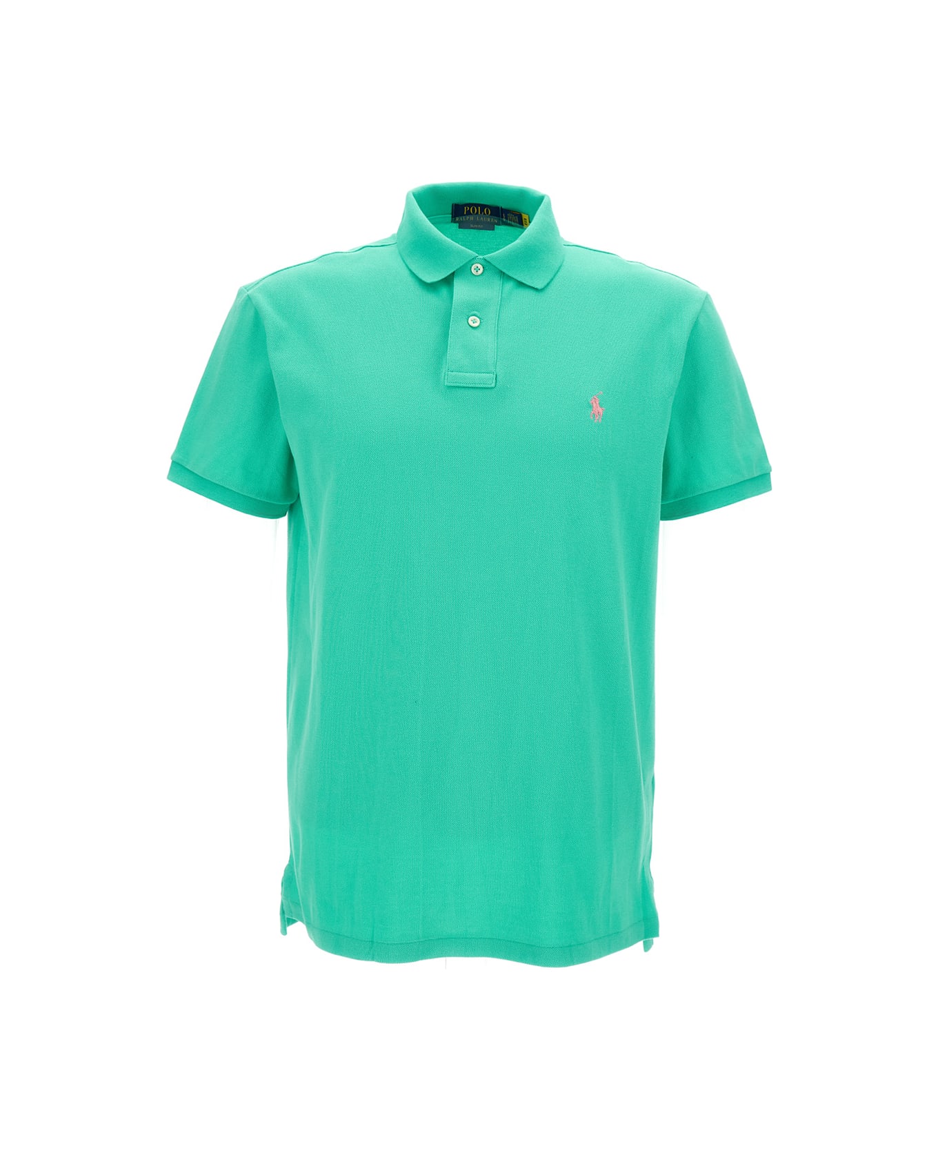 Ralph Lauren Green Polo Shirt With Logo Embroidery In Cotton Piquet Man - Green