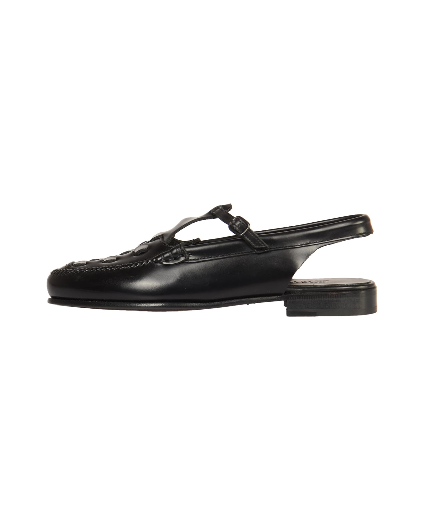 Hereu Tread Sole Slingback Loafers - Black