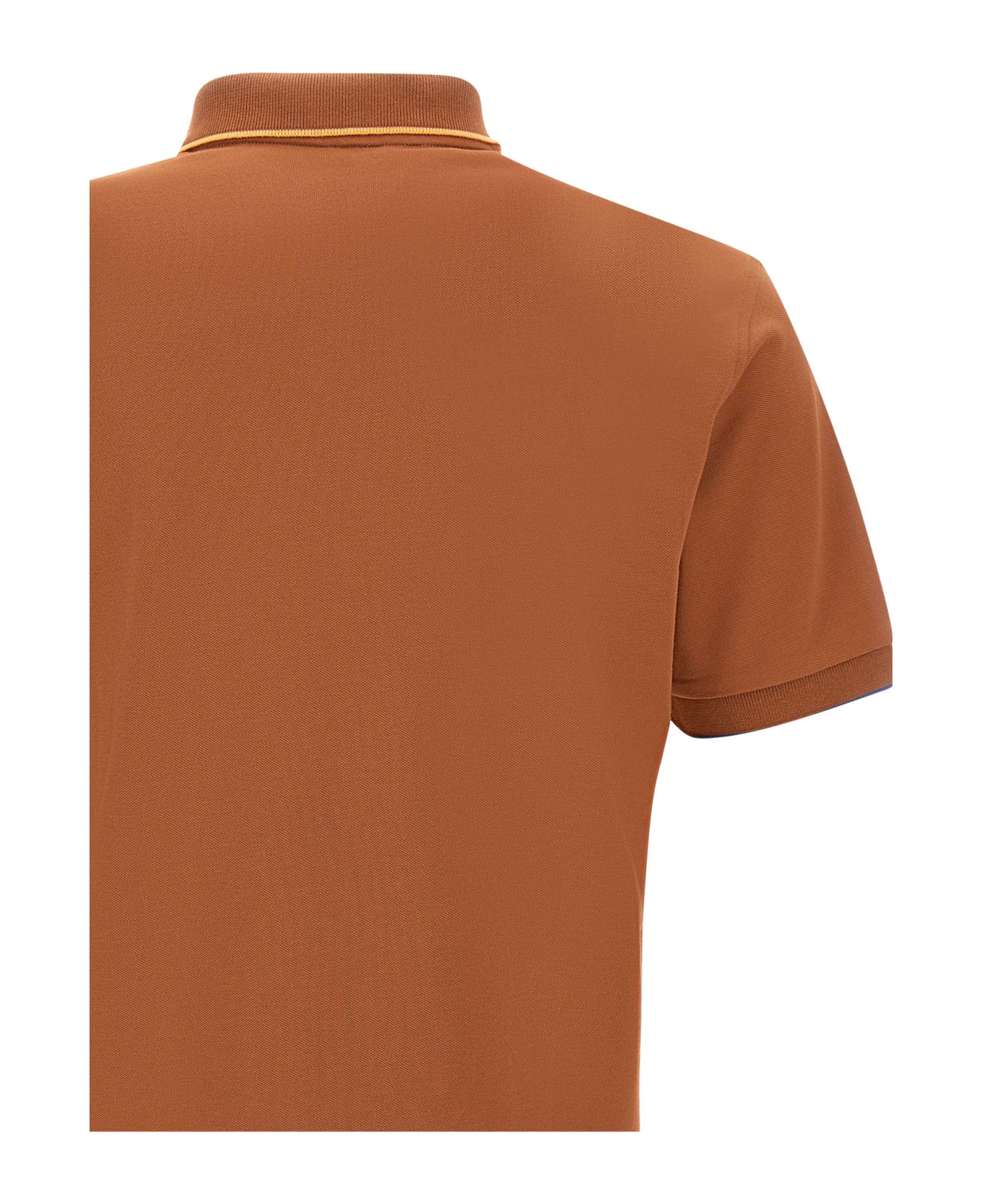 Sun 68 "small Stripe" Cotton Polo Shirt - BROWN