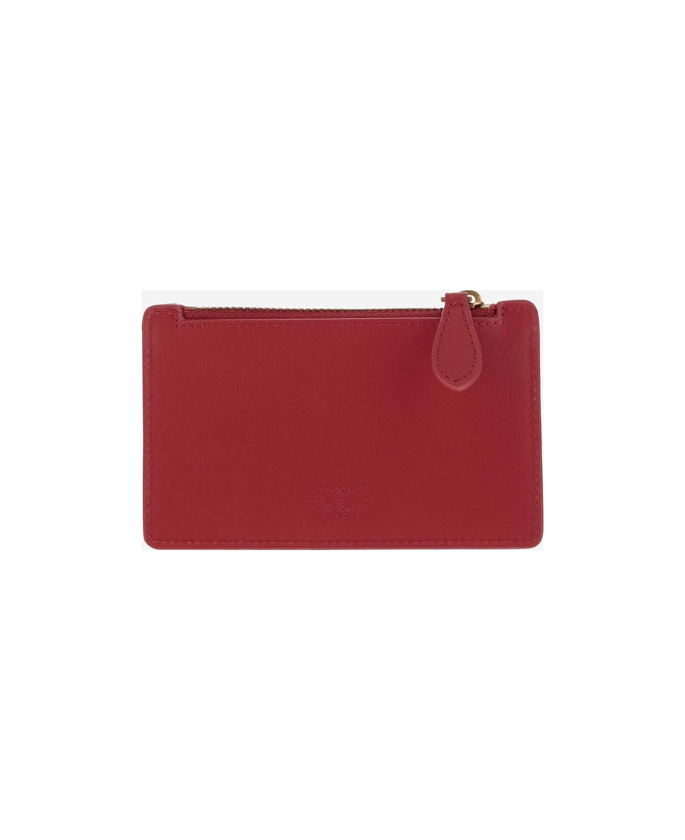 Pinko Love Birds Leather Card Holder - Red