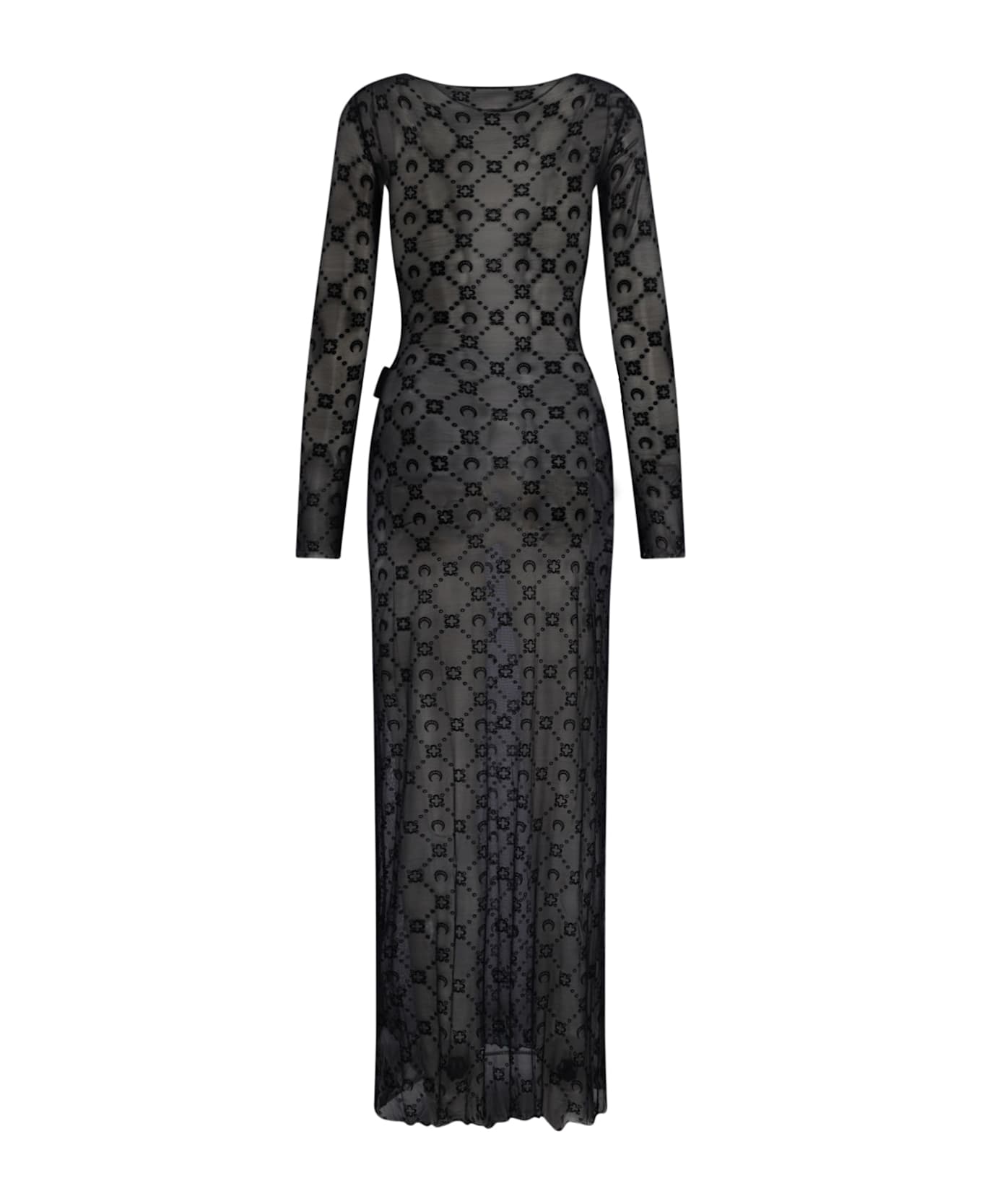 Marine Serre 
moonogram Mesh Flock
 Maxi Dress - Nero