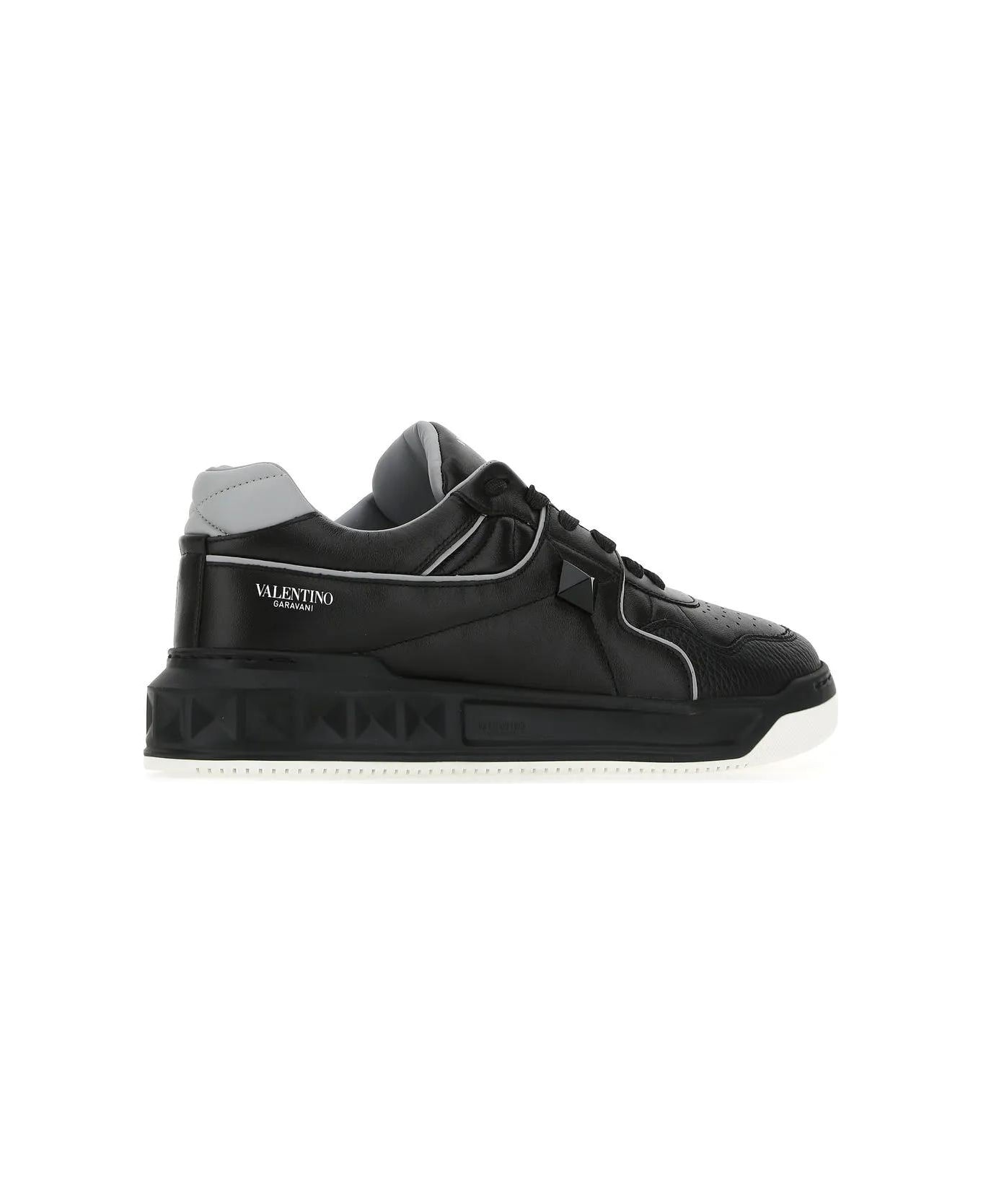 Valentino Garavani Black Nappa Leather One Stud Sneakers - Black