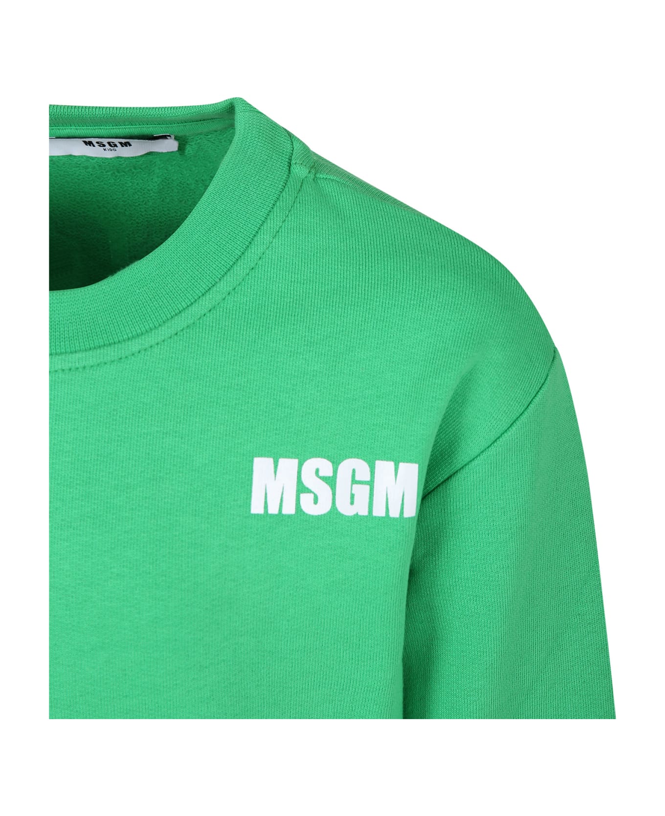 MSGM Green Sweatshirt For Kids With Logo - Verde