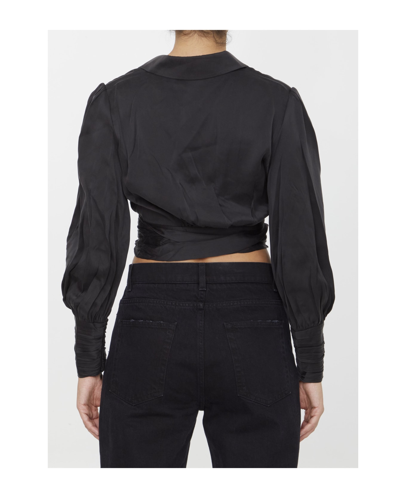 Zimmermann Silk Wrap Top - BLACK