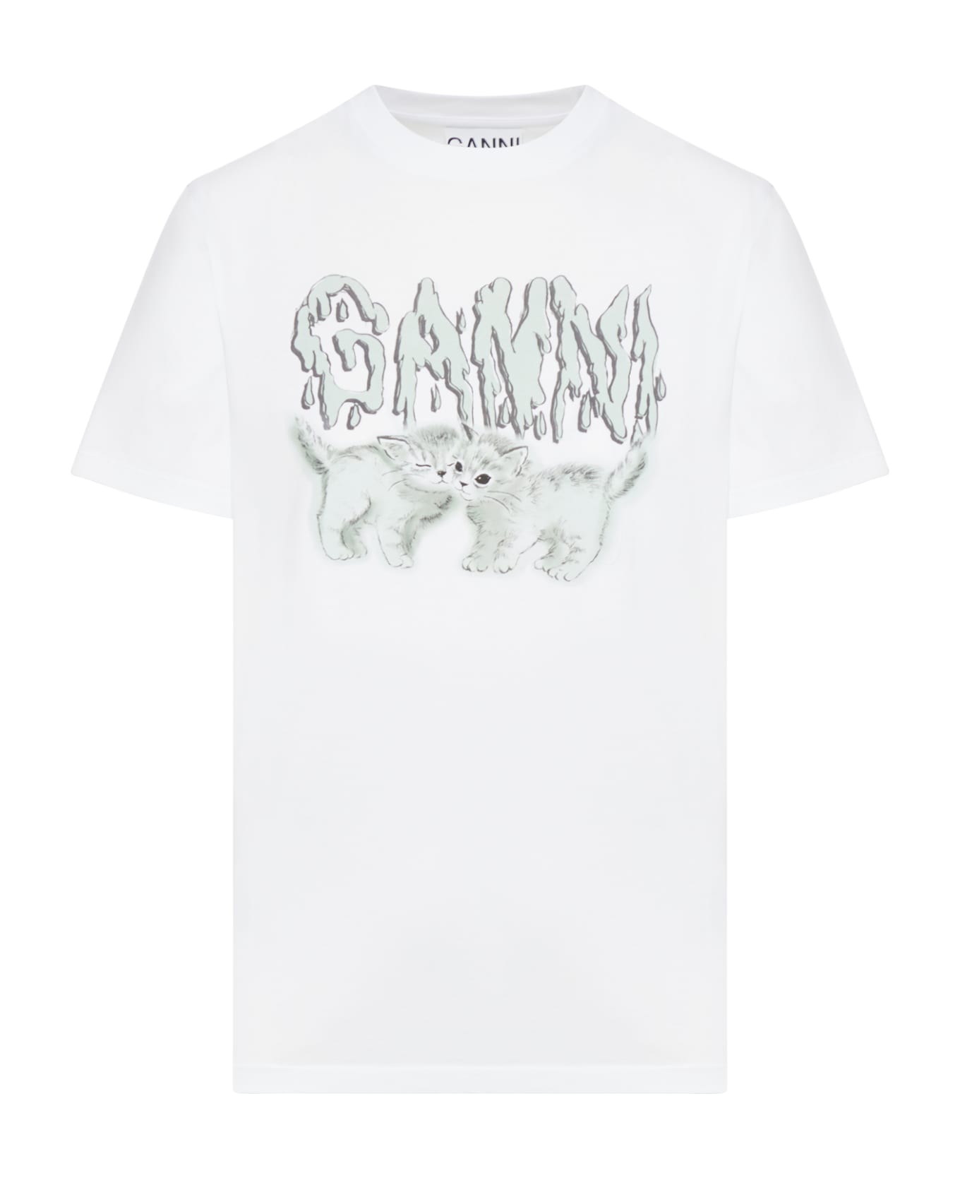 Ganni Basic Jersey Love Cats Relaxed T-shirt - Bright White