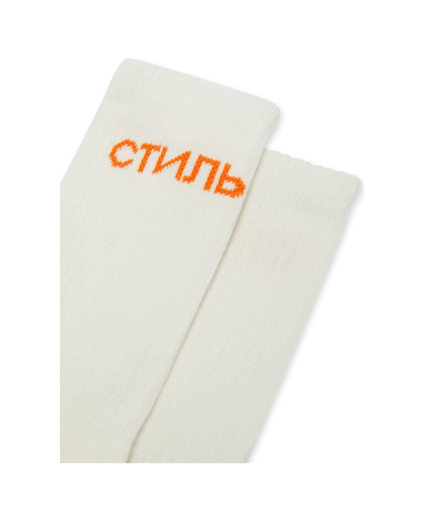 HERON PRESTON Ctnmb Long Socks White Orange - White