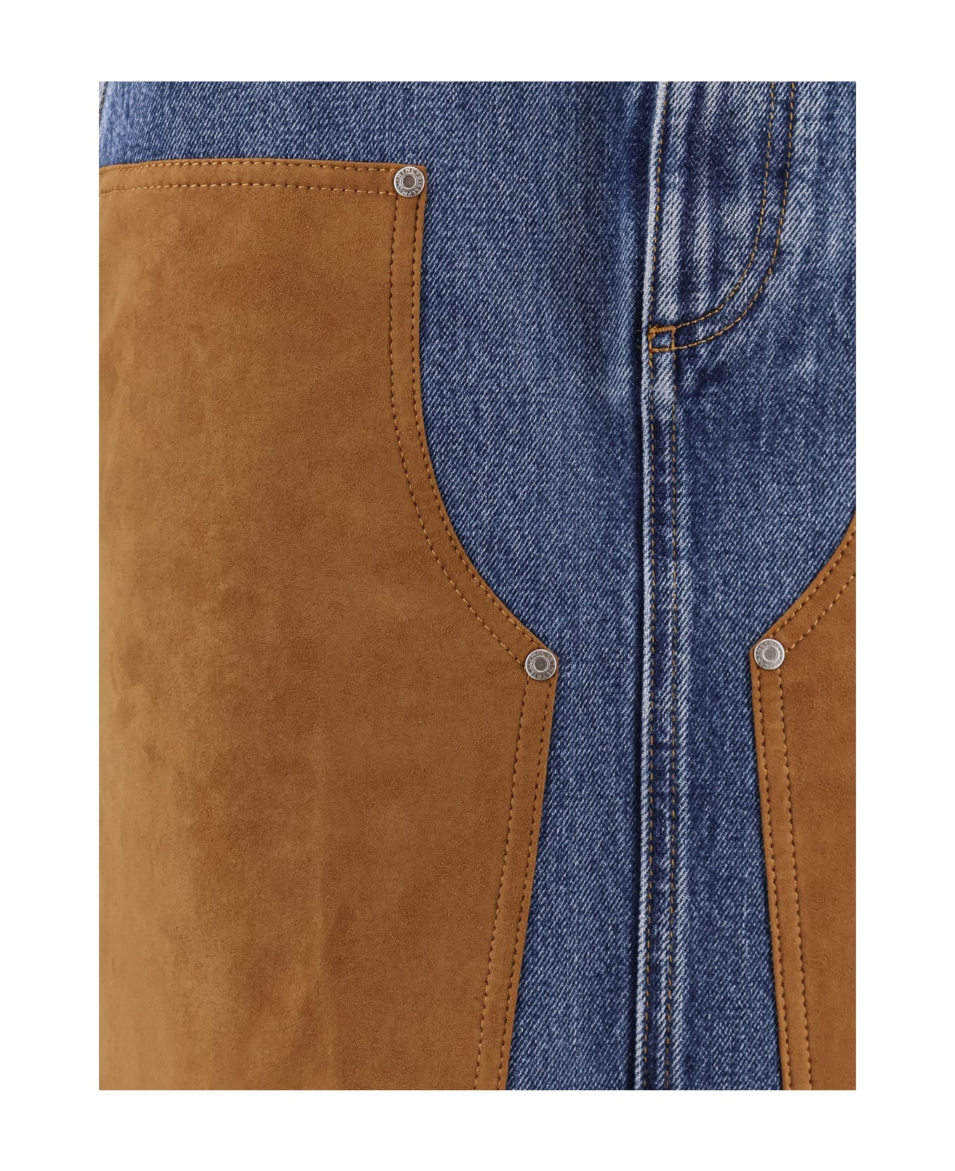 Stella McCartney Denim Skirt With Suede Inserts - MEDIUM VINTAGE BLUE