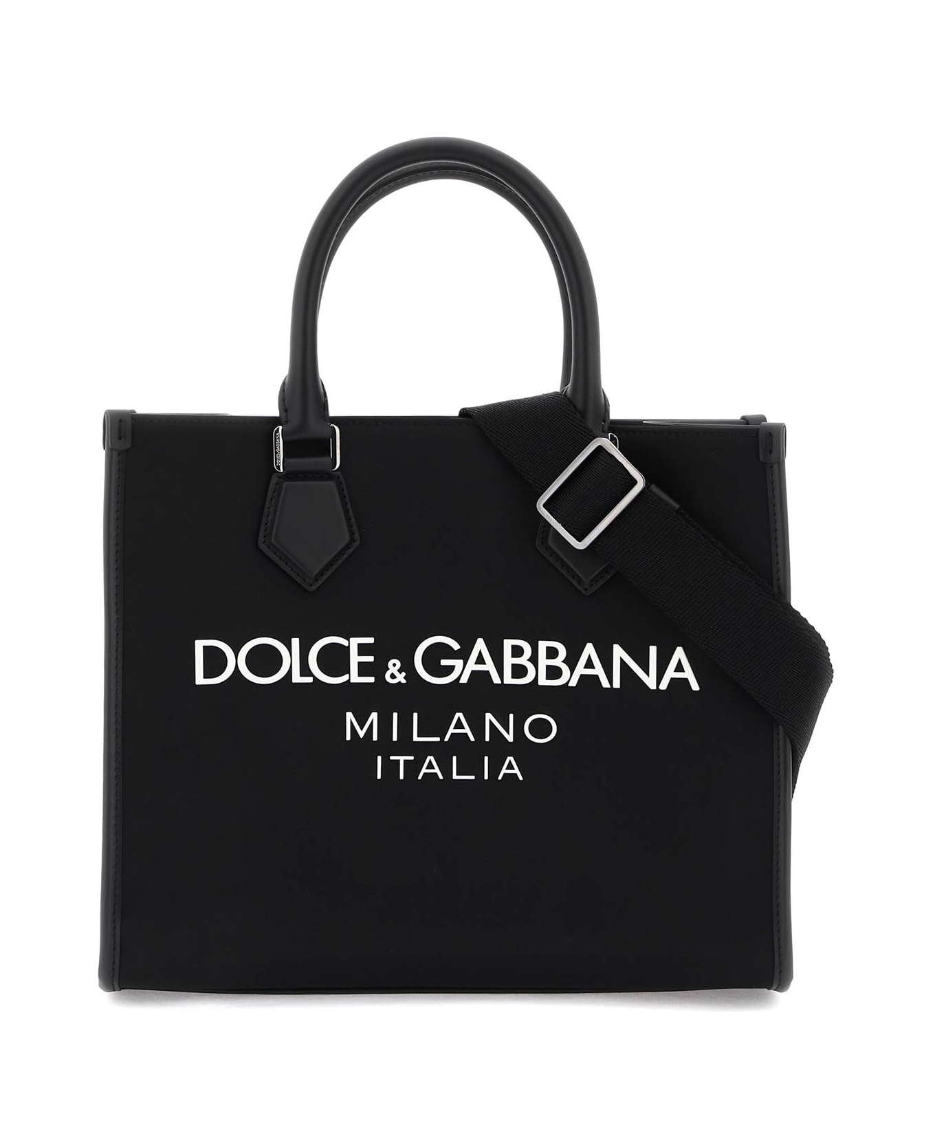 Dolce & Gabbana Nylon Small Tote Bag - Black / Black