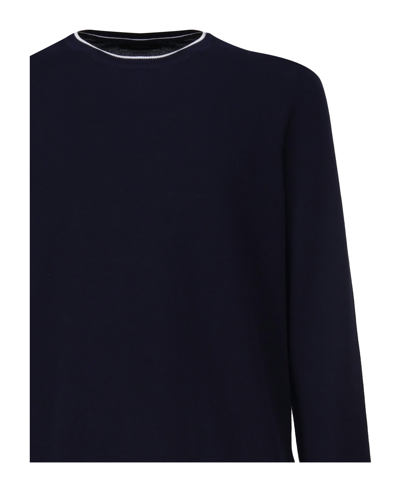 Fay Cotton Sweater With Round Neck - (blu royale)+(bianco) ニットウェア
