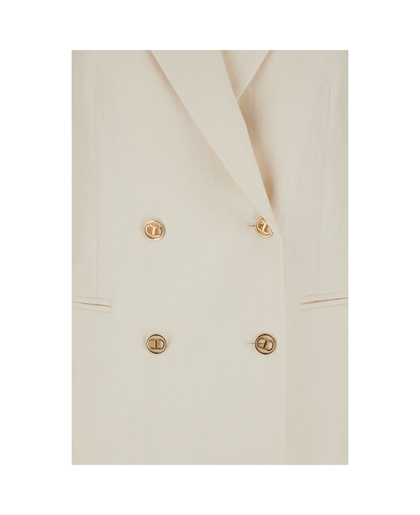 TwinSet Beige Double-breasted Jacket With Buttons In Techno Fabric Woman - Beige ブレザー