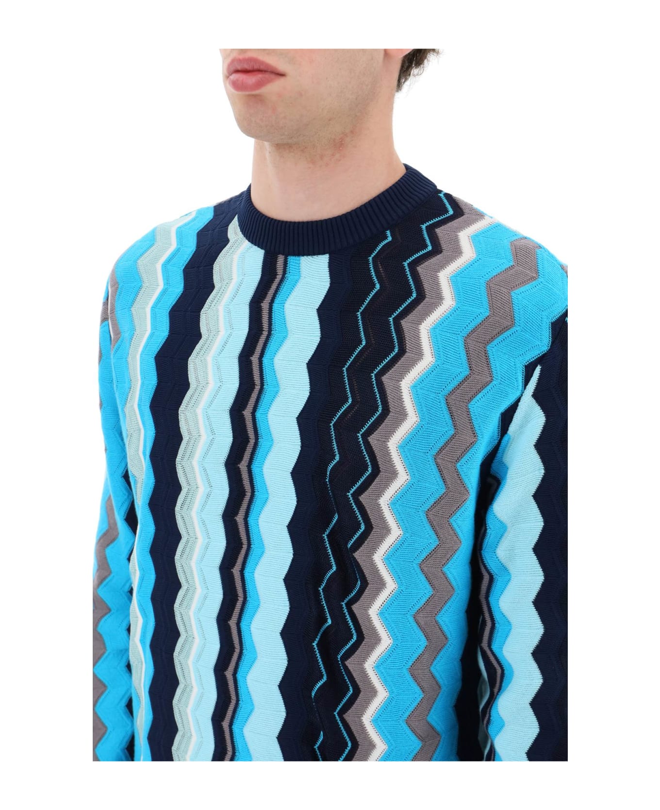 Missoni Zigzag Sweater - WHITE AND BLUE TONES (Blue) ニットウェア