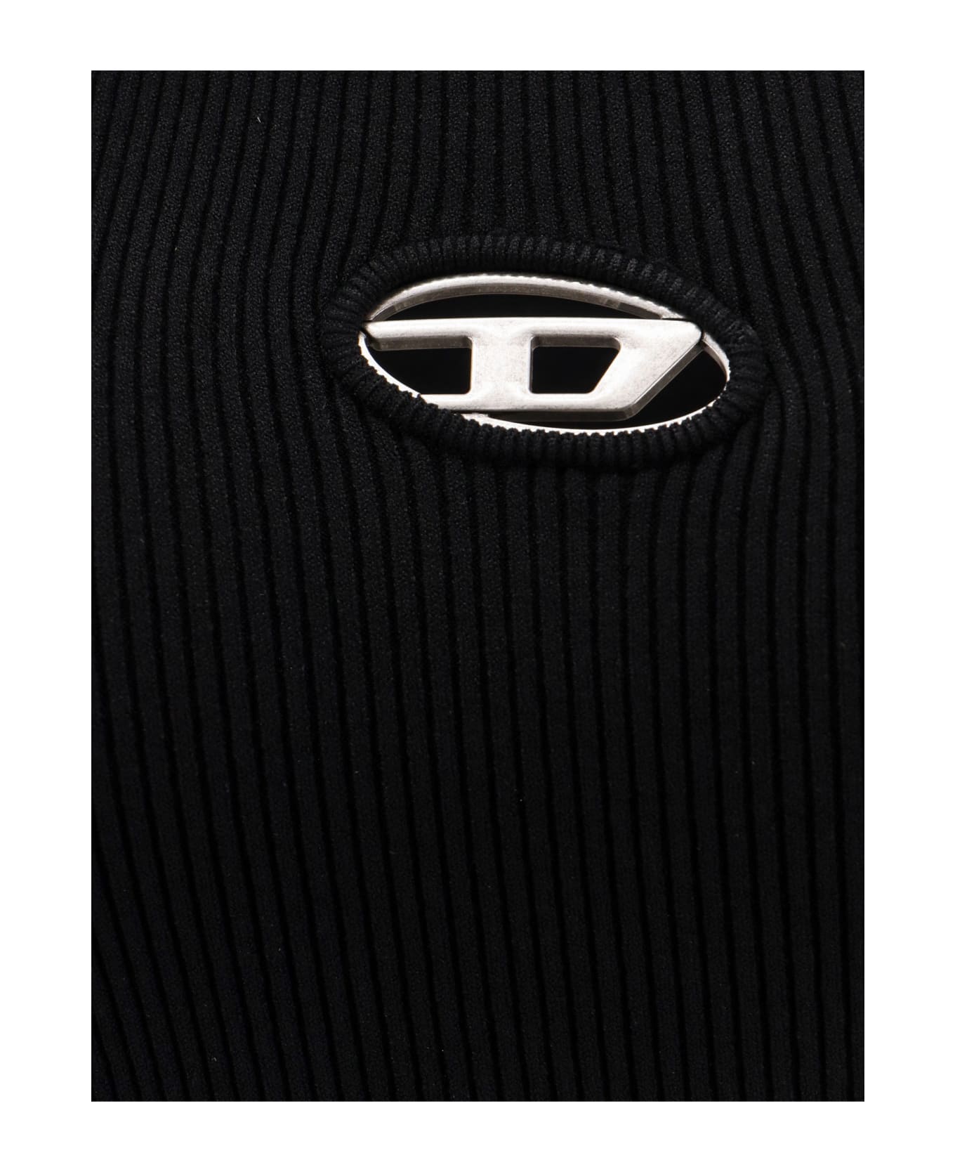 Diesel Viscose Blend Dress With Metal Oval-d Logo - Black
