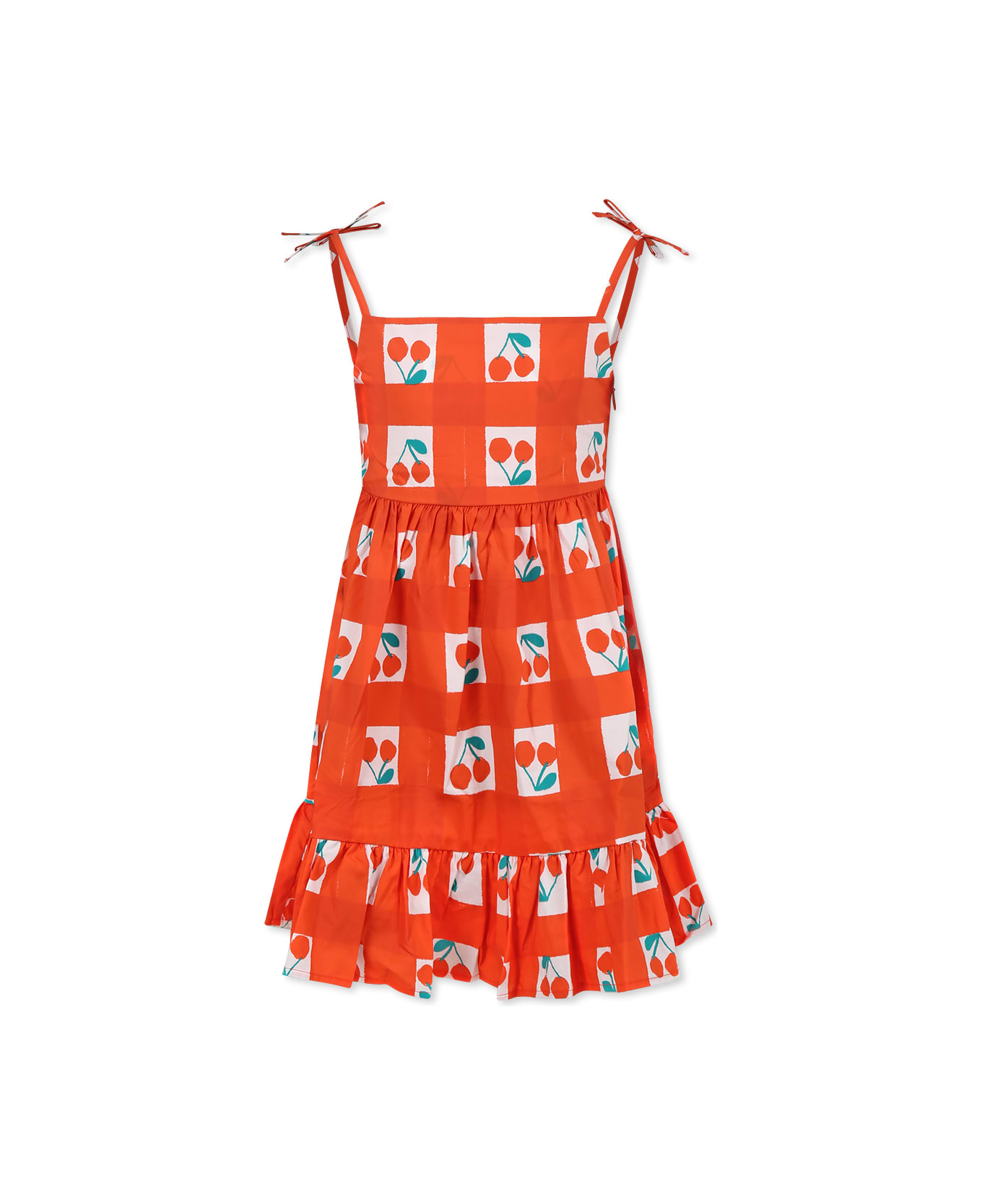 Stella McCartney Kids Red Dress For Girl With Cherries - Red ワンピース＆ドレス