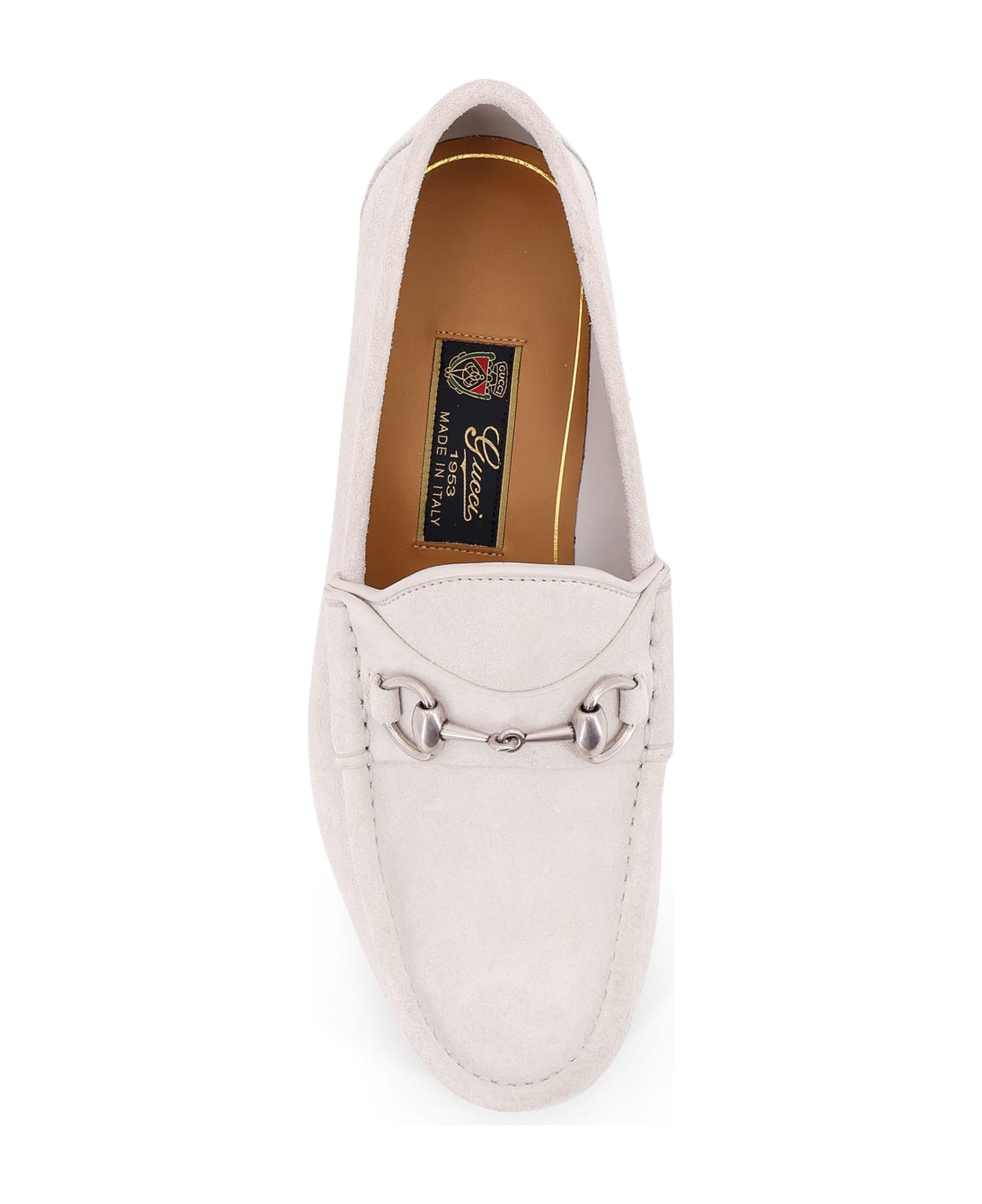 Gucci Suede Loafers With Iconic Horsebit - White
