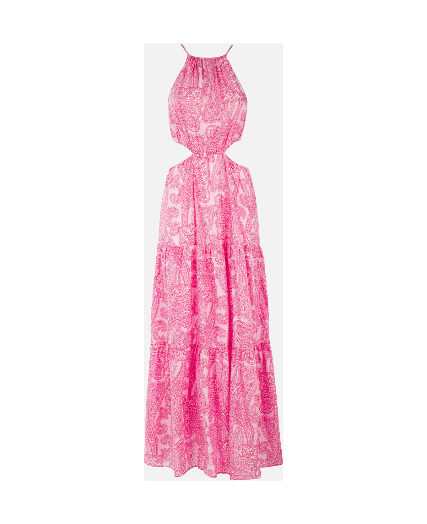 MC2 Saint Barth Woman Cut Out Long Dress Kaby With Paisley Print - PINK