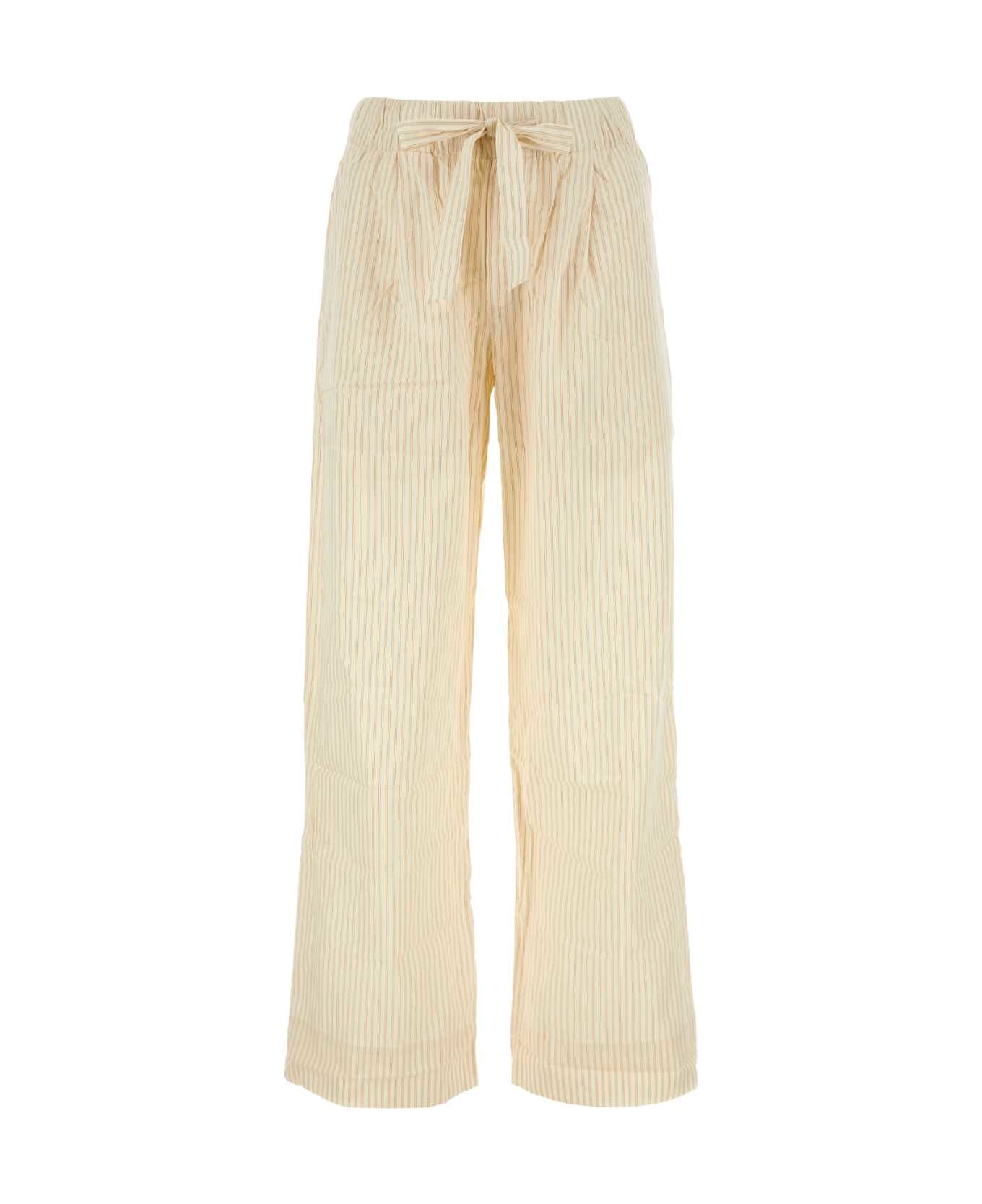 Tekla Embroidered Cotton Pyjama Pant - WHEATSTRIPES