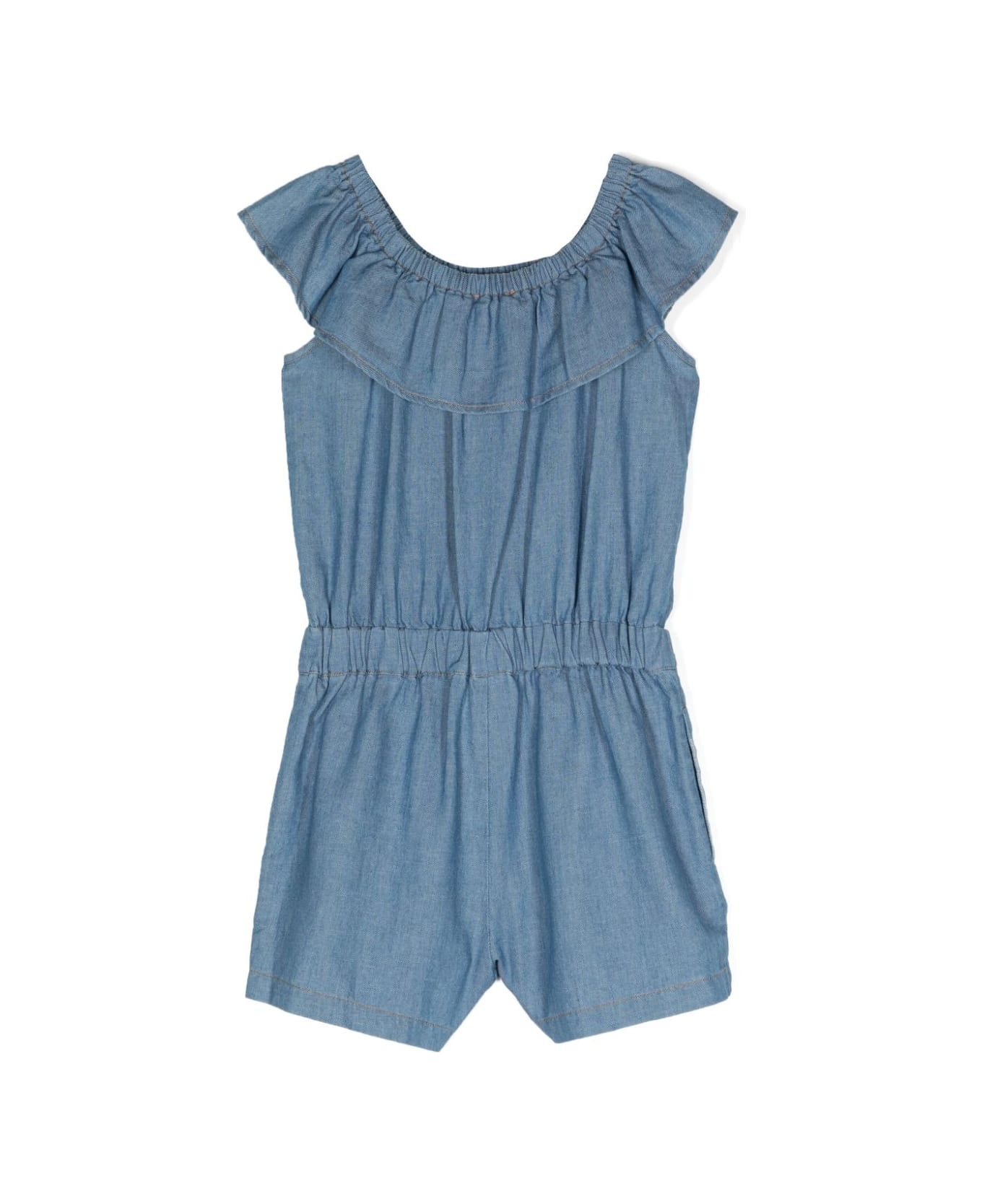Moschino Blue Short Jumpsuit With Moschino Teddy Bear - Blue