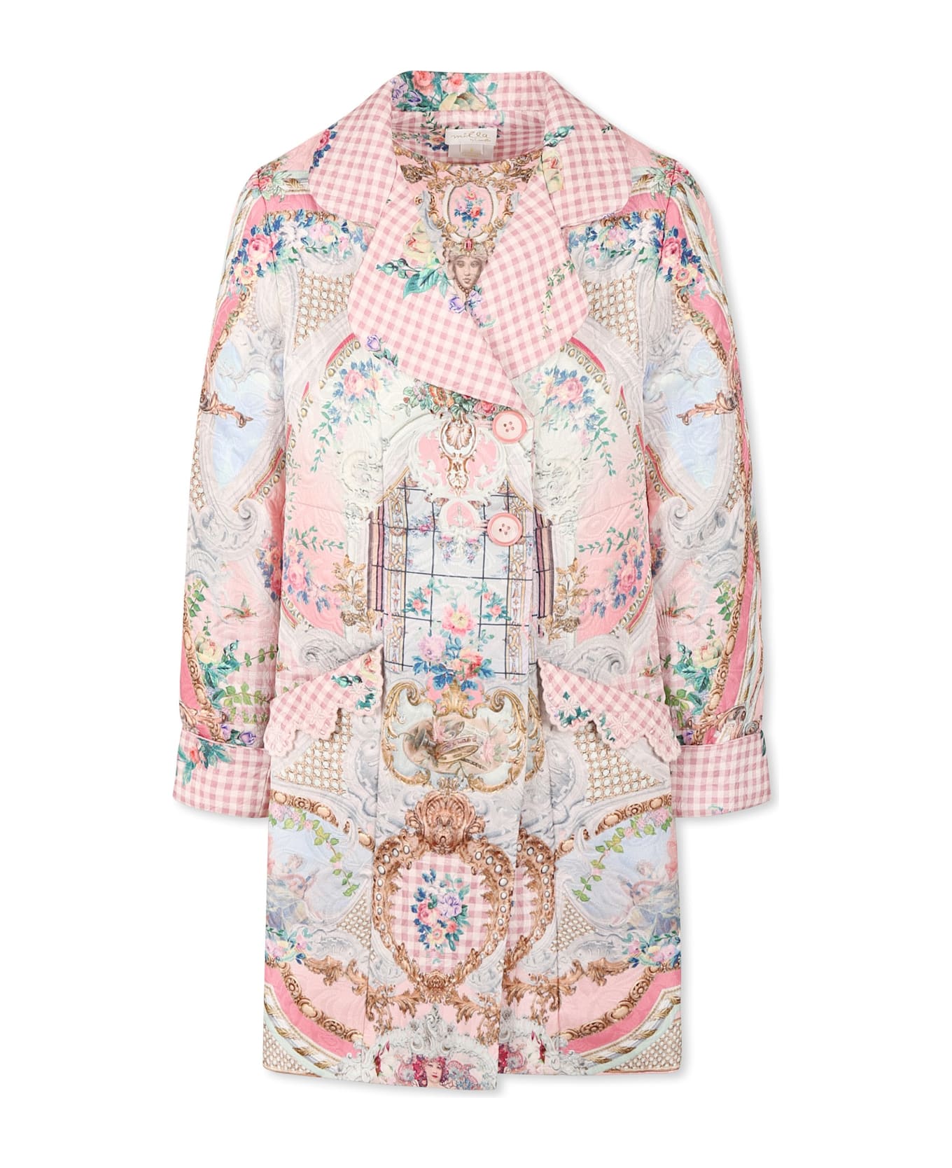 Camilla Pink Coat For Girl With Floral Print - Pink