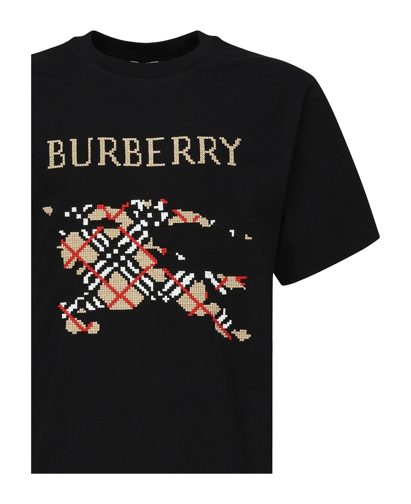 Burberry T-shirt With Cross-stitch Ekd - Black