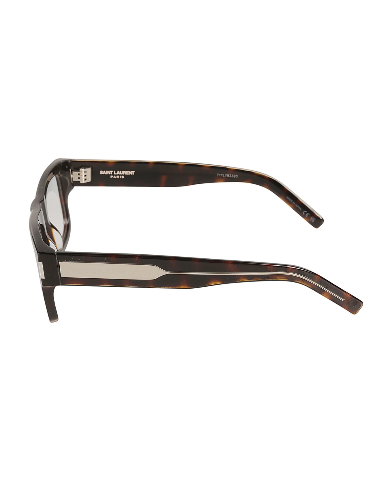 Saint Laurent Eyewear Square Frame Flame Effect Glasses - Havana/Crystal/Transparent