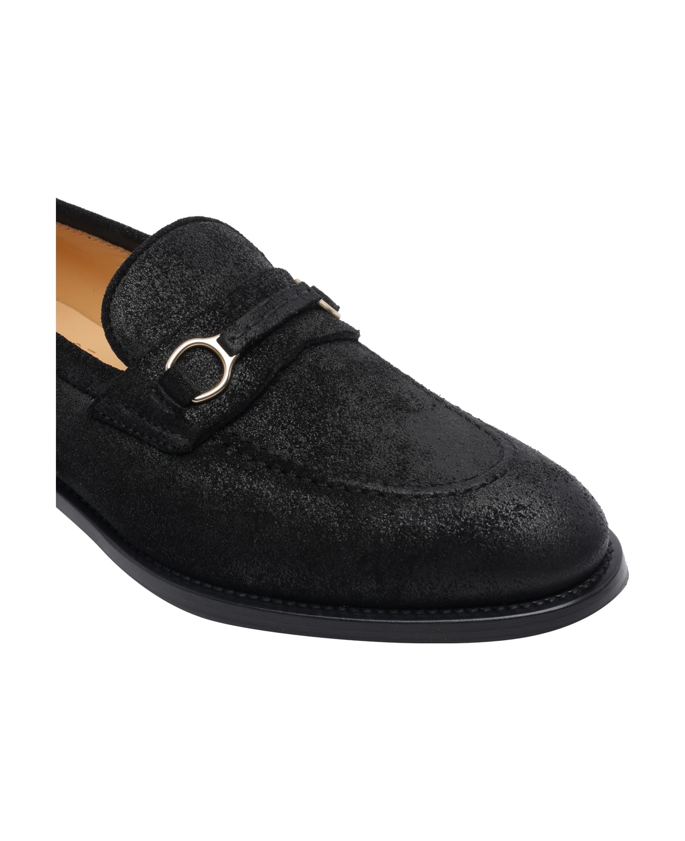Brunello Cucinelli Penny Loafer In Oiled Suede With Clamp - Black