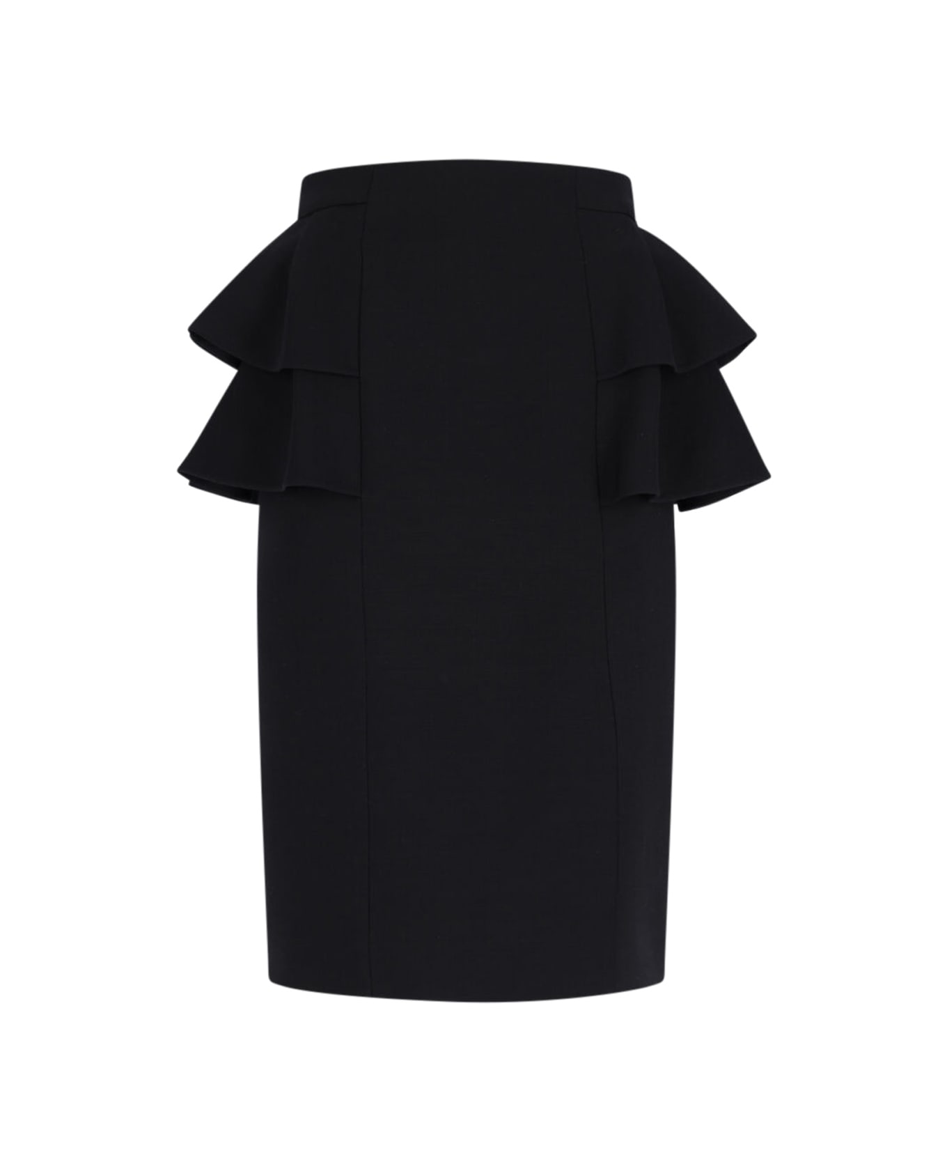 Valentino Virgin Wool And Silk Midi Skirt - Nero