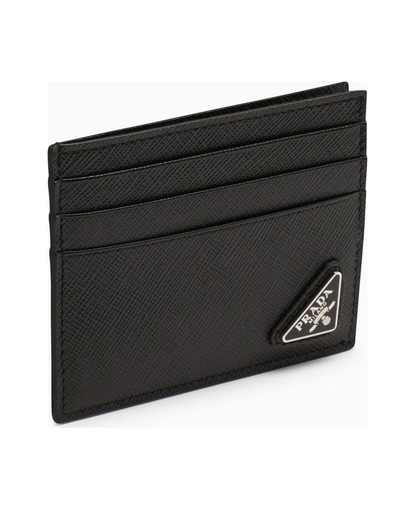 Prada Black Saffiano Leather Credit Card Holder - Nero
