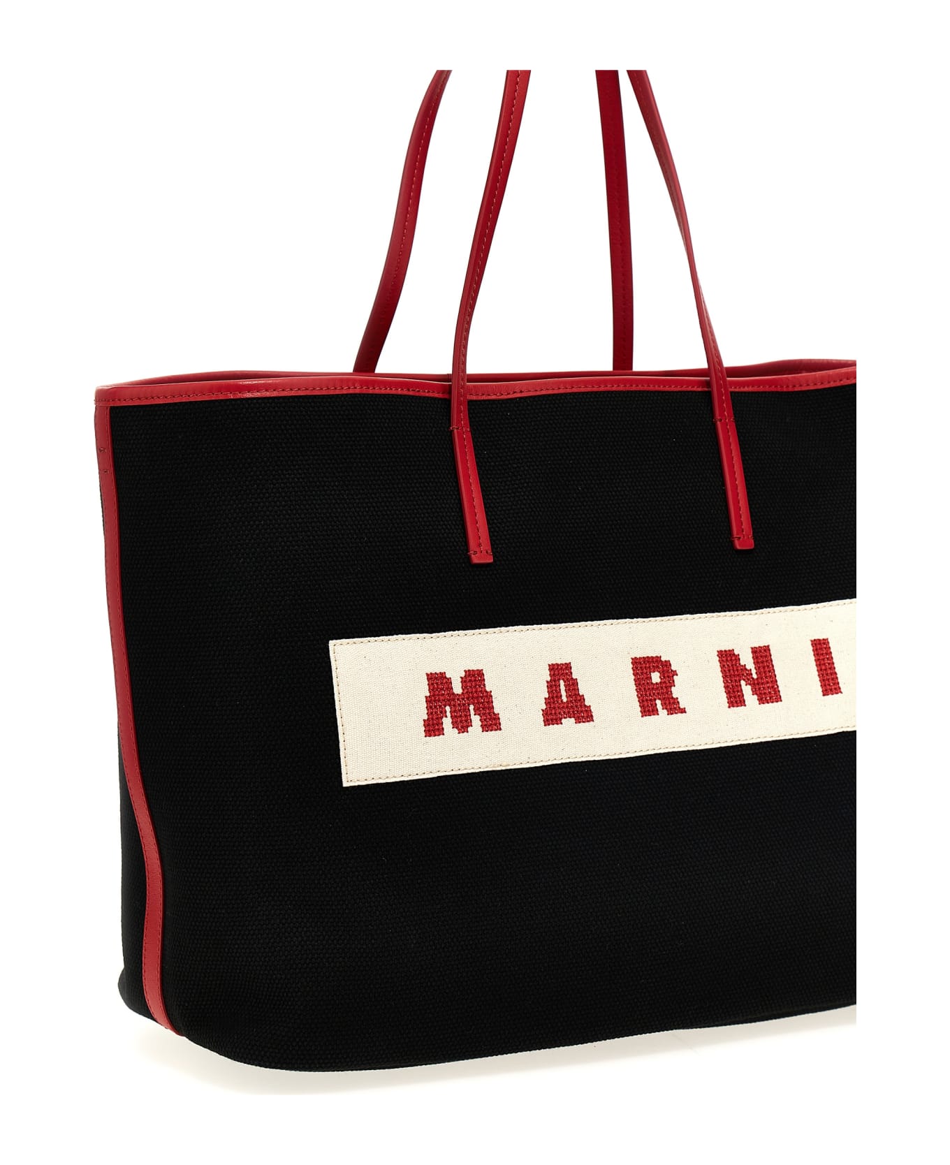 Marni Logo Canvas Shopping Bag - Nero