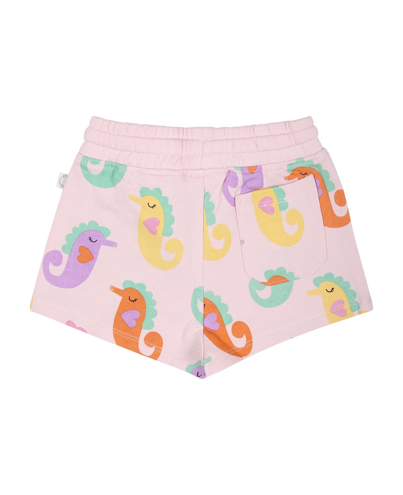 Stella McCartney Kids Pink Shorts For Baby Girl With Seahorse - Violet