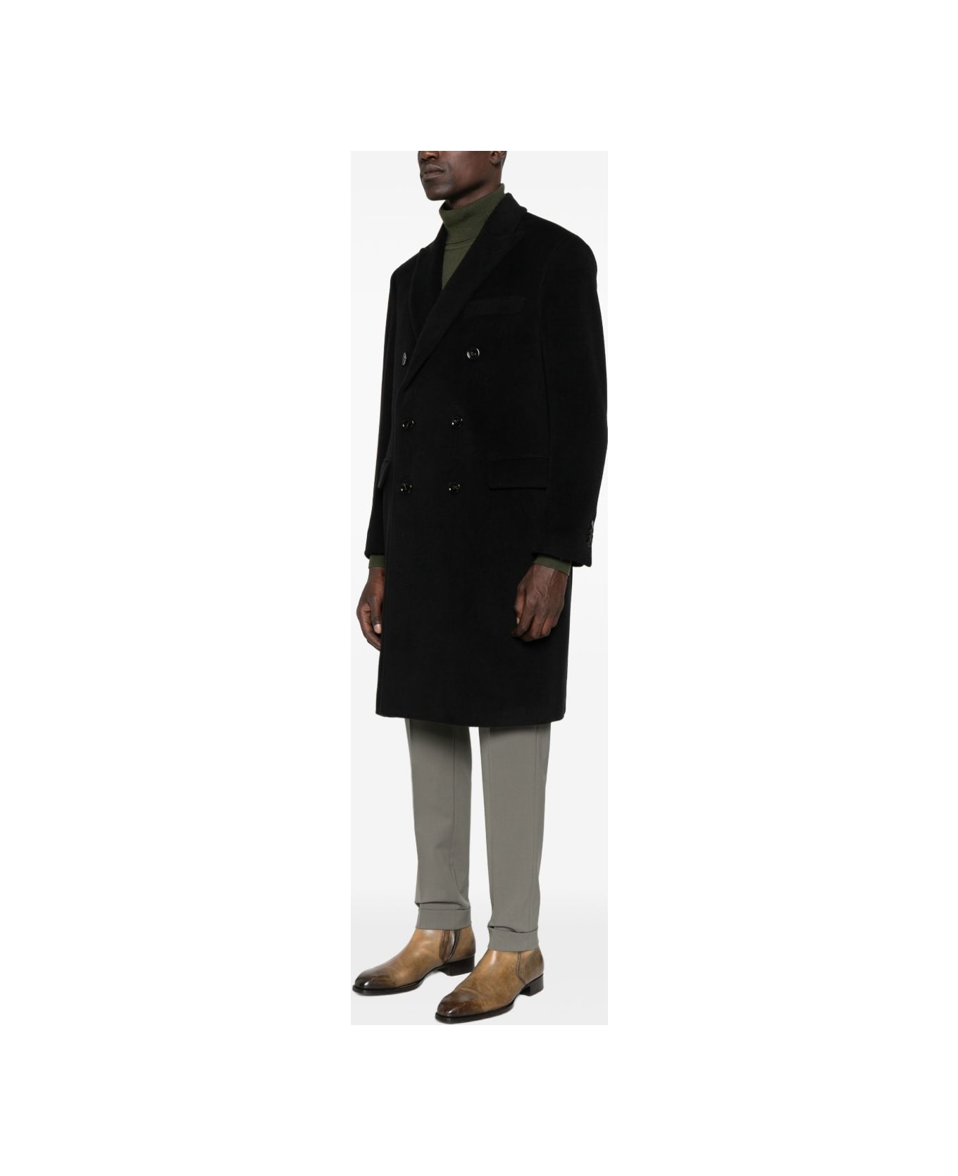 Lardini Double-breasted Coat - Black