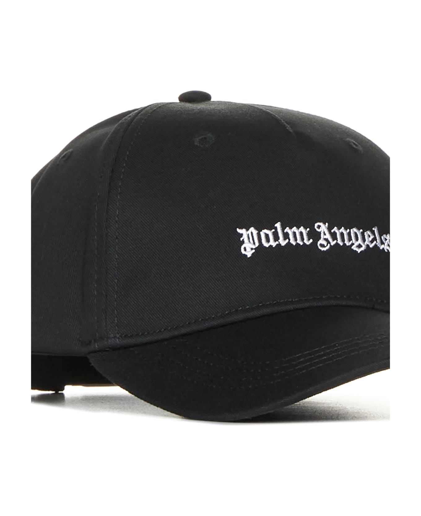 Palm Angels Logo Embroidered Baseball Cap - Black off white 帽子