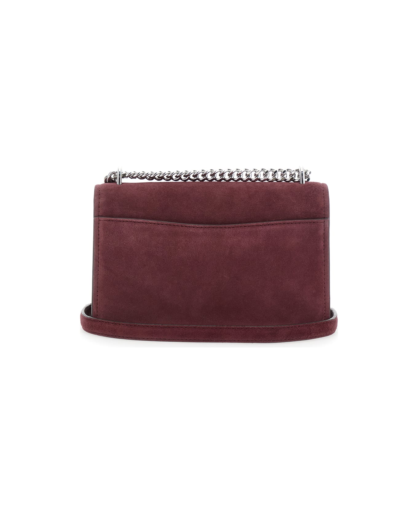 MICHAEL Michael Kors Bordeaux Shoulder Bag With Chain Strap And Front Logo In Suede Woman - Bordeaux